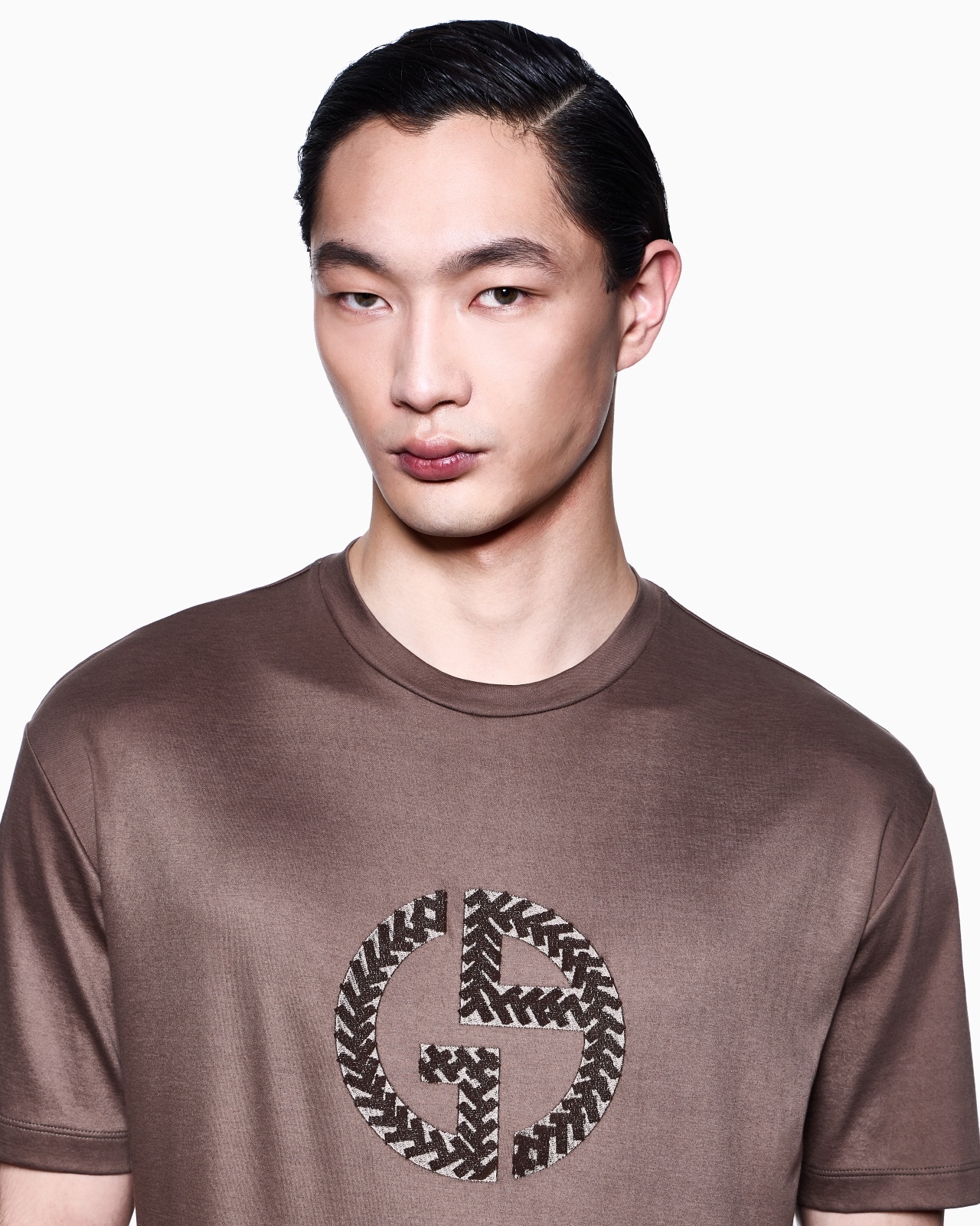 COTTON-INTERLOCK T-SHIRT WITH OVERSIZED EMBROIDERED GA LOGO - 5