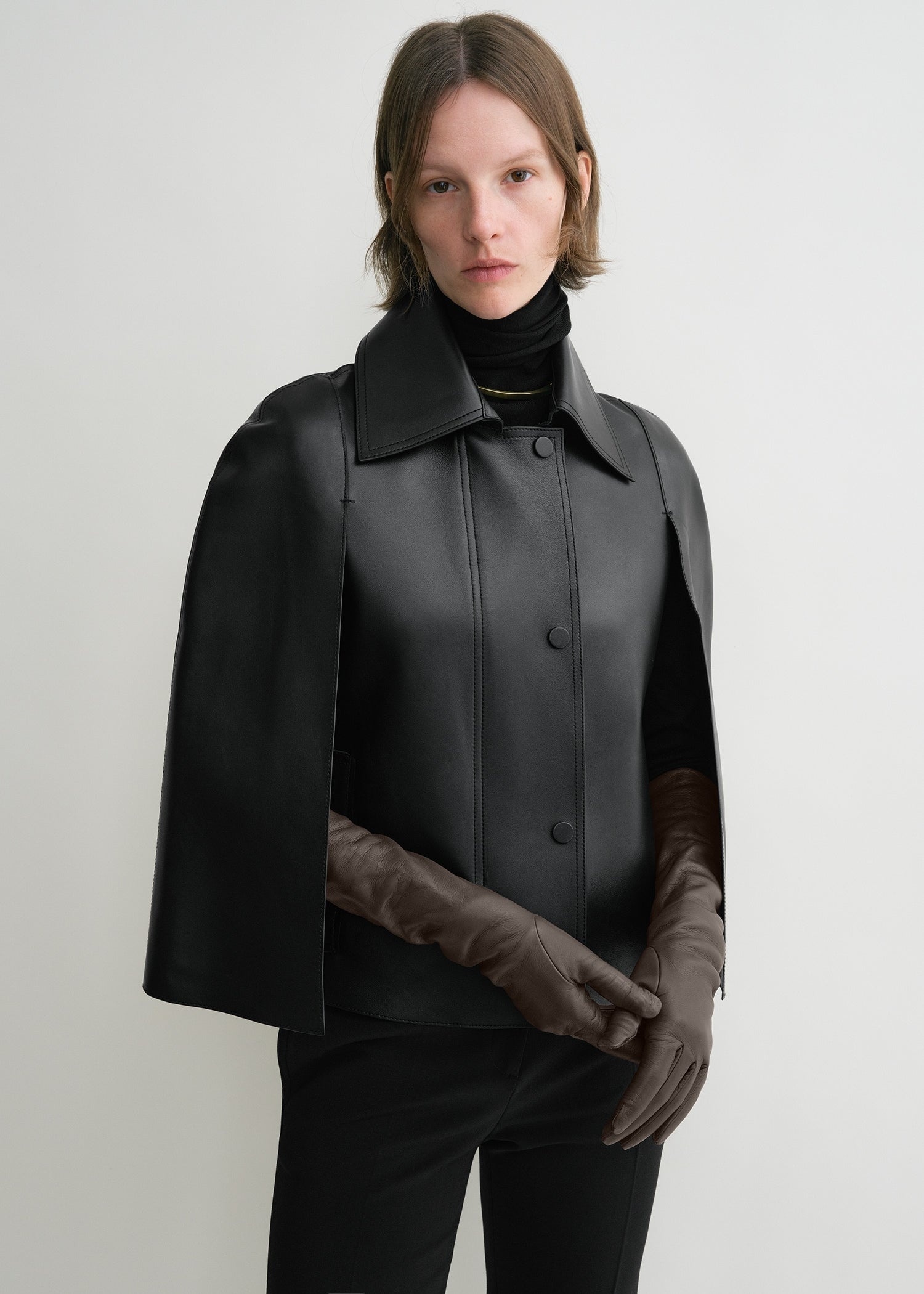 Long leather gloves brown - 2