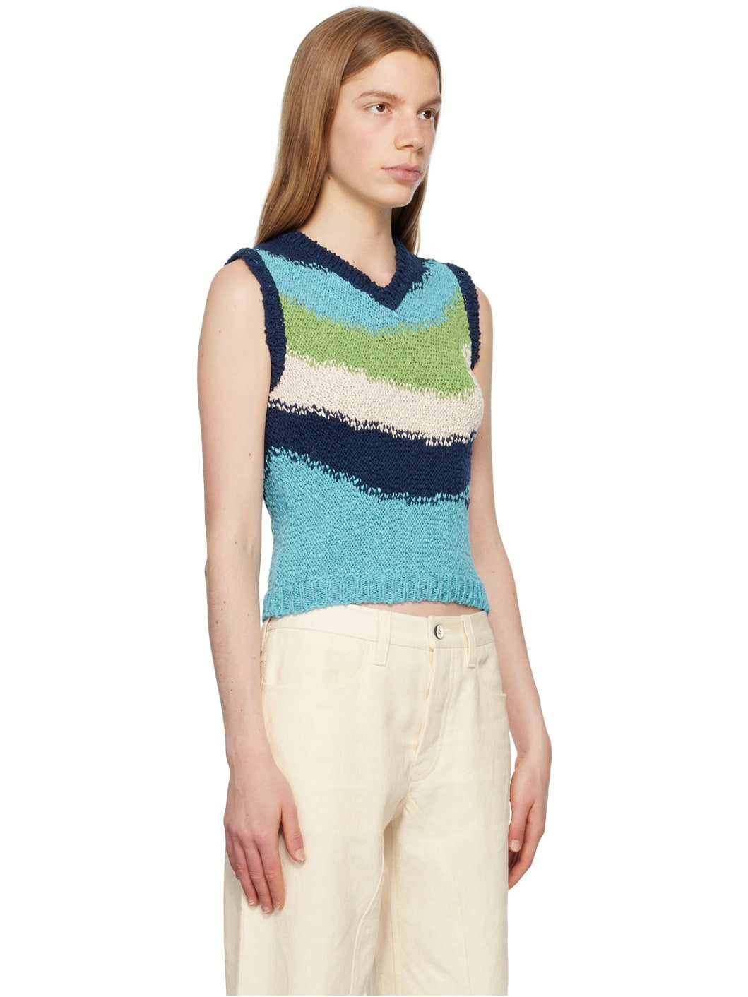 Blue Embroidered Vest - 2
