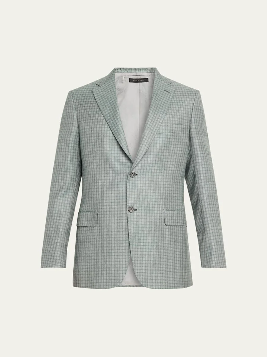Men's Ravello Cashmere-Silk Check Blazer - 1