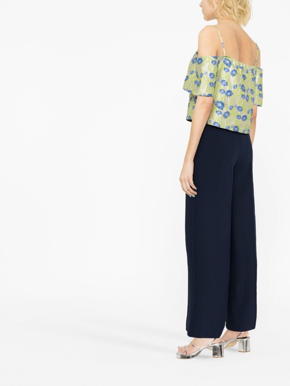 floral jacquard off-shoulder blouse - 3