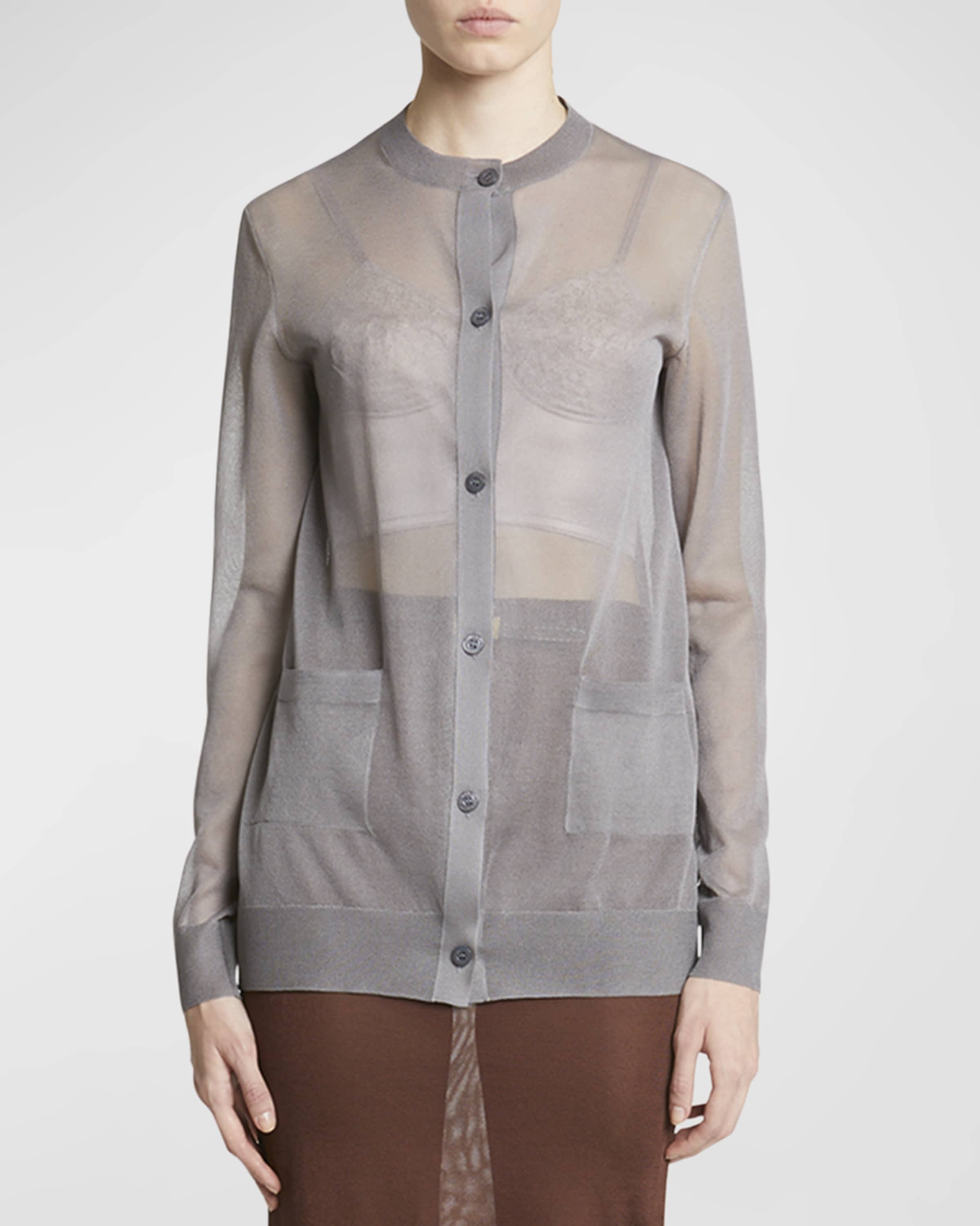 Sheer Knit Button-Front Cardigan - 2