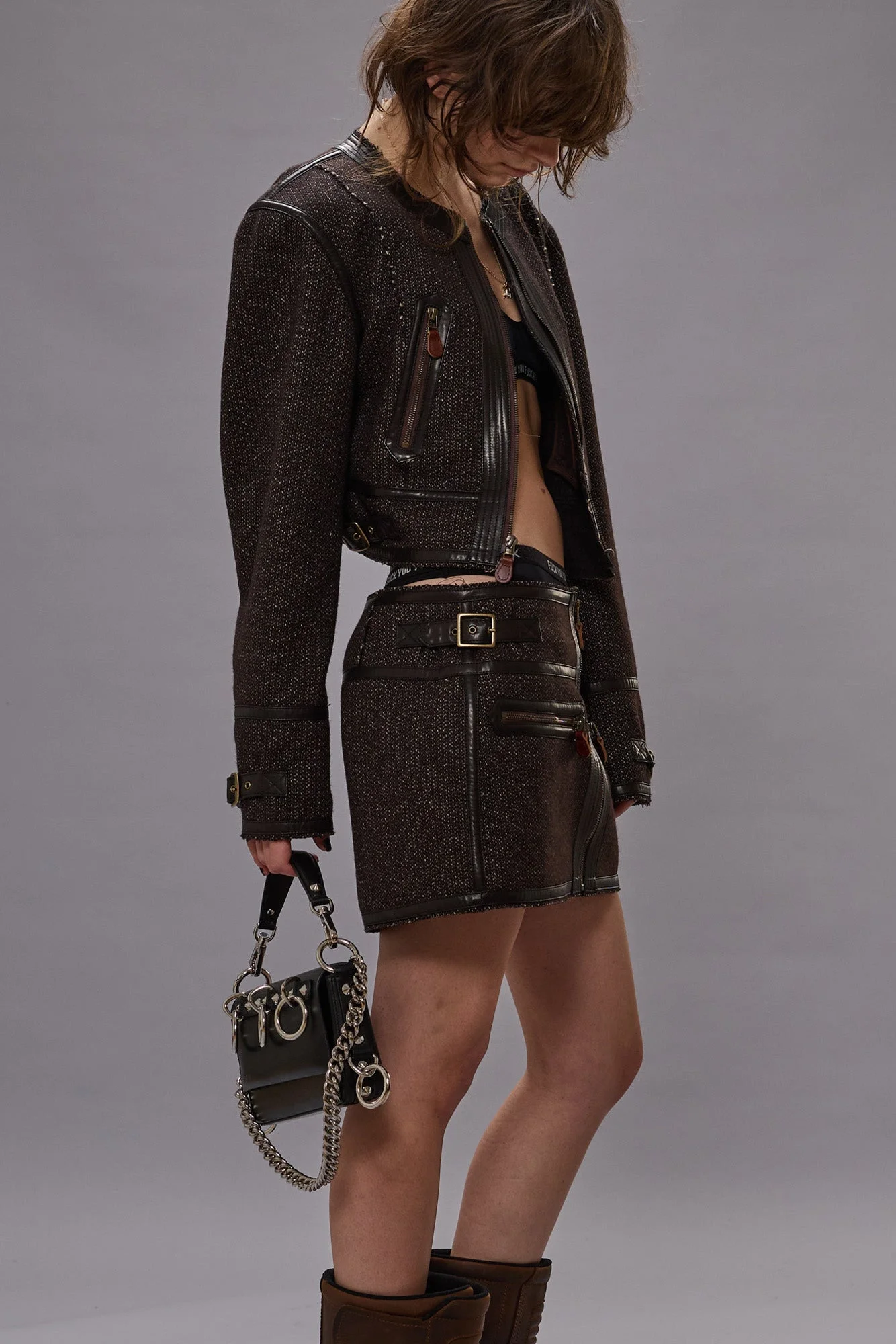 CREWNECK JACKET WITH STITCH DETAILS - 1