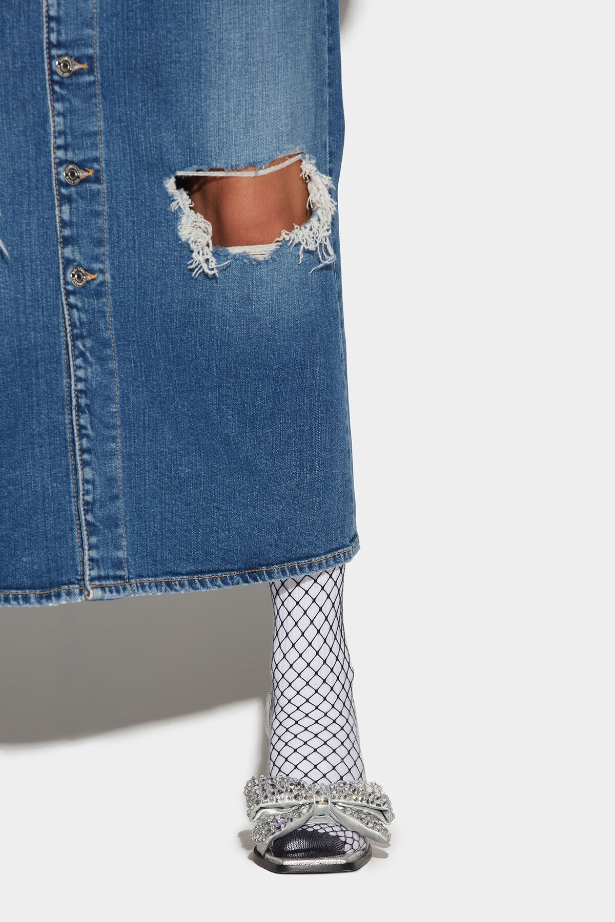RIPPED-KNEE SKIRT - 6