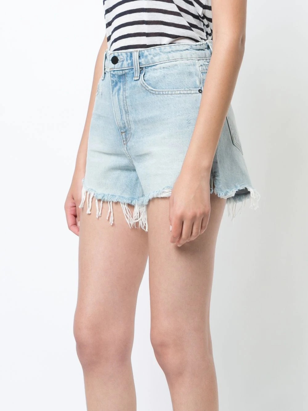 frayed denim shorts - 3