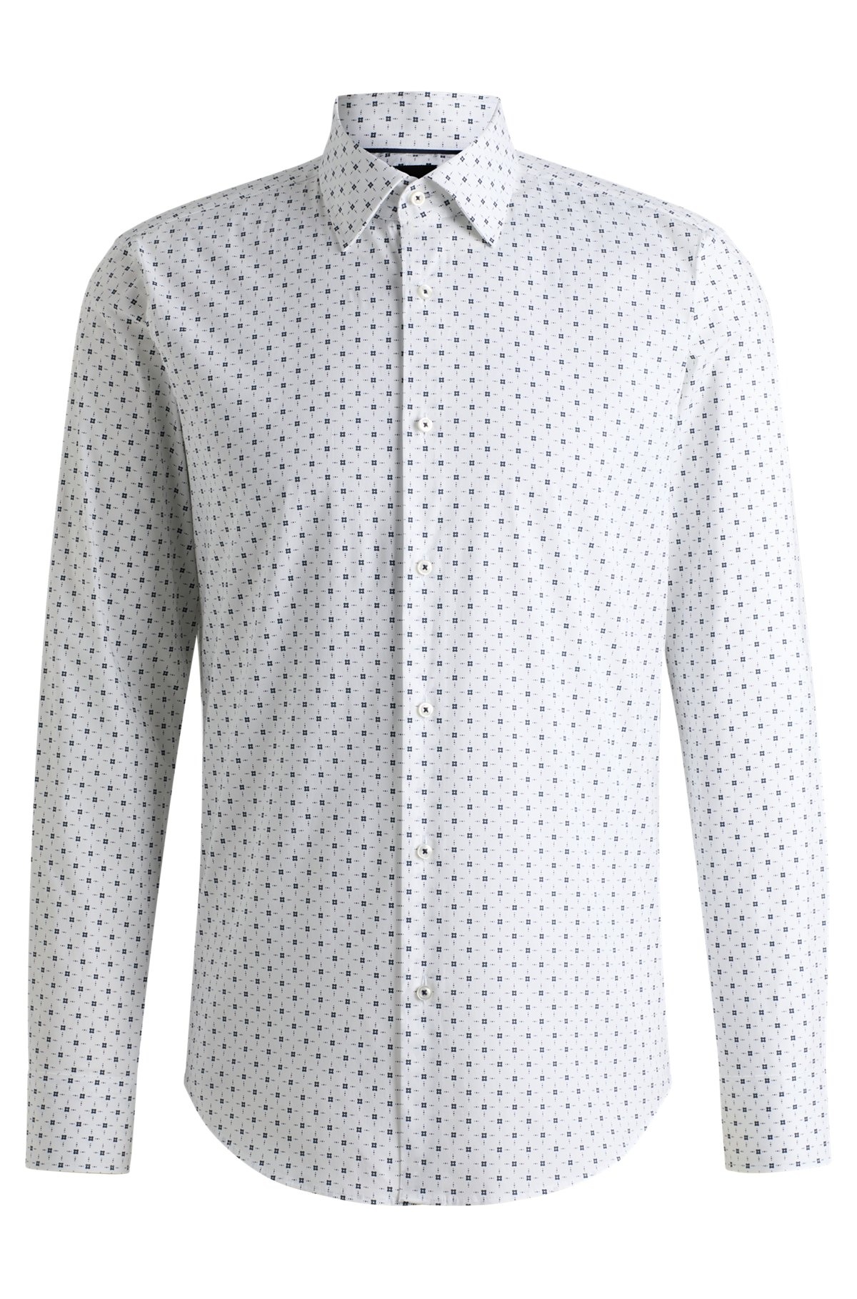 REGULAR-FIT SHIRT IN PRINTED STRETCH-COTTON POPLIN - 1
