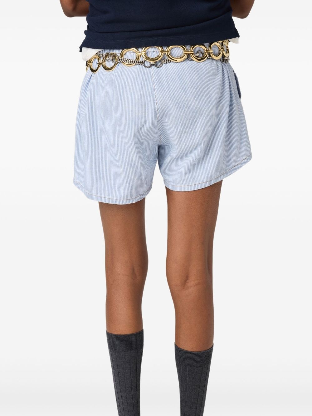 striped chambray shorts - 3