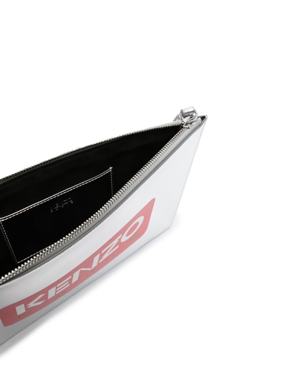 Iconic logo-print metallic-leather clutch bag - 5