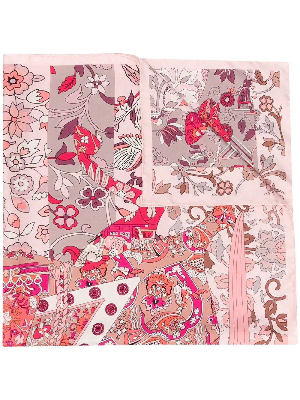 floral patchwork print scarf - 1