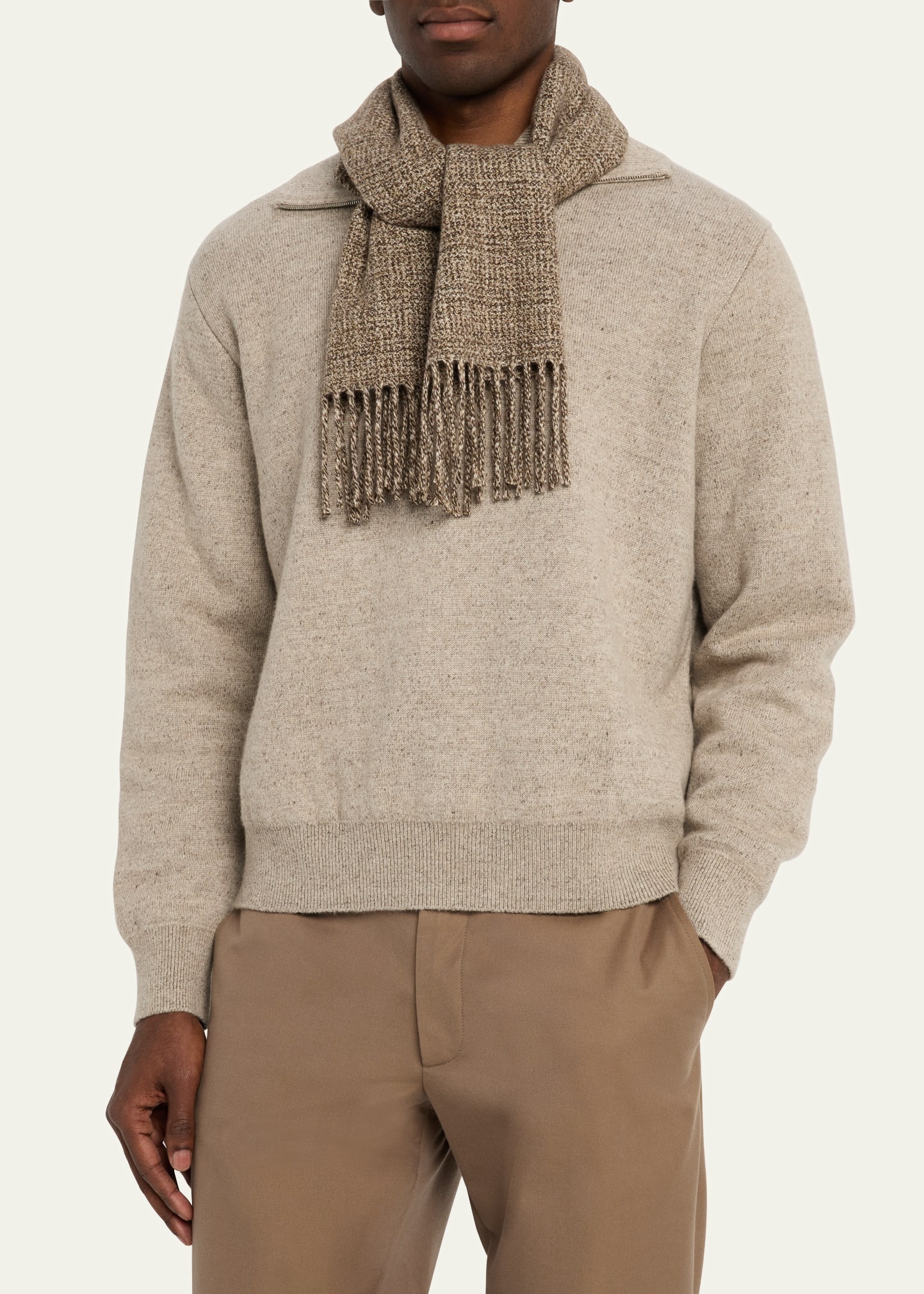Men's Mouline Tweed Cashmere Scarf - 3