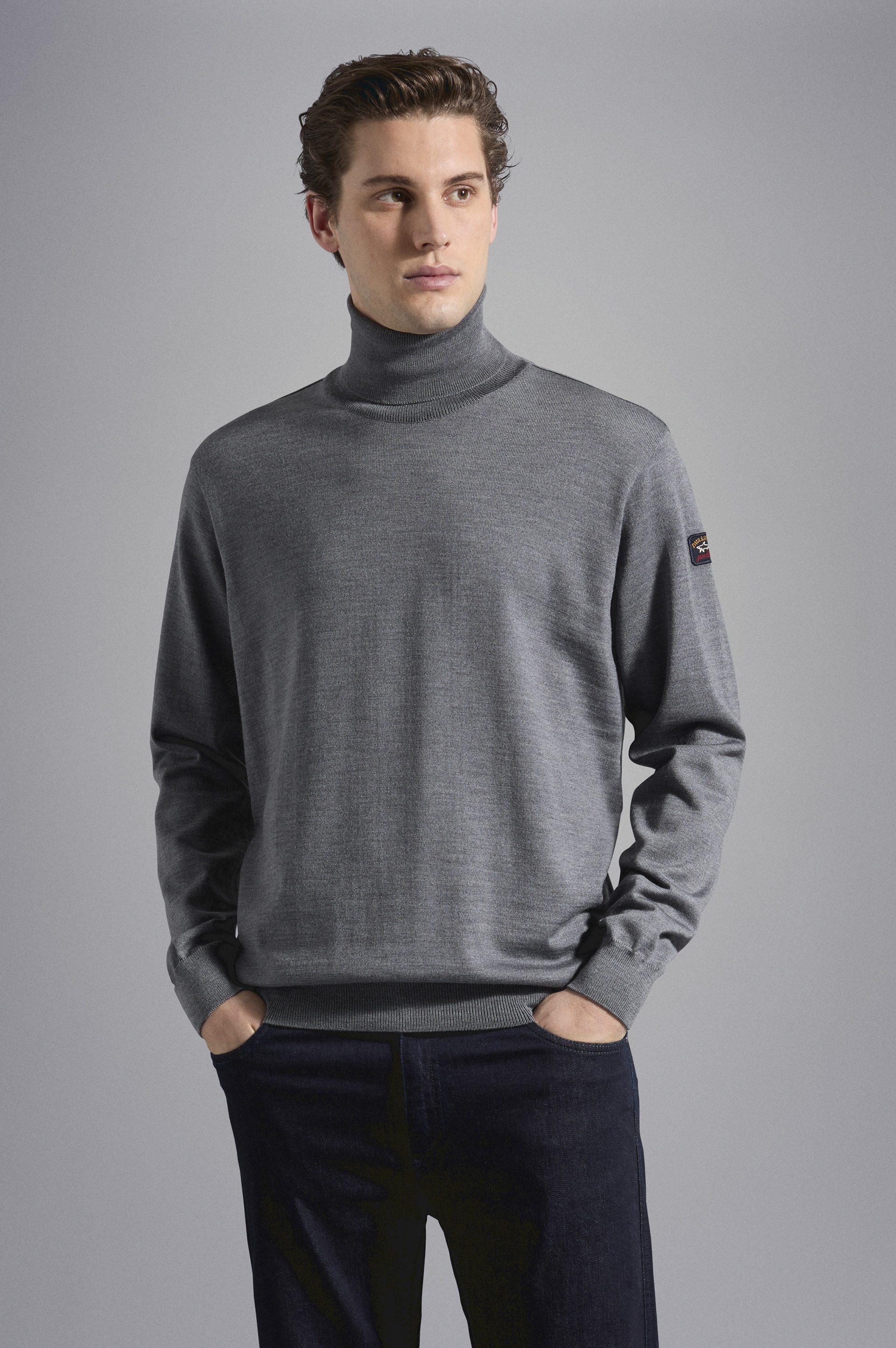 MERINO WOOL TURTLENECK WITH ICONIC BADGE - 5