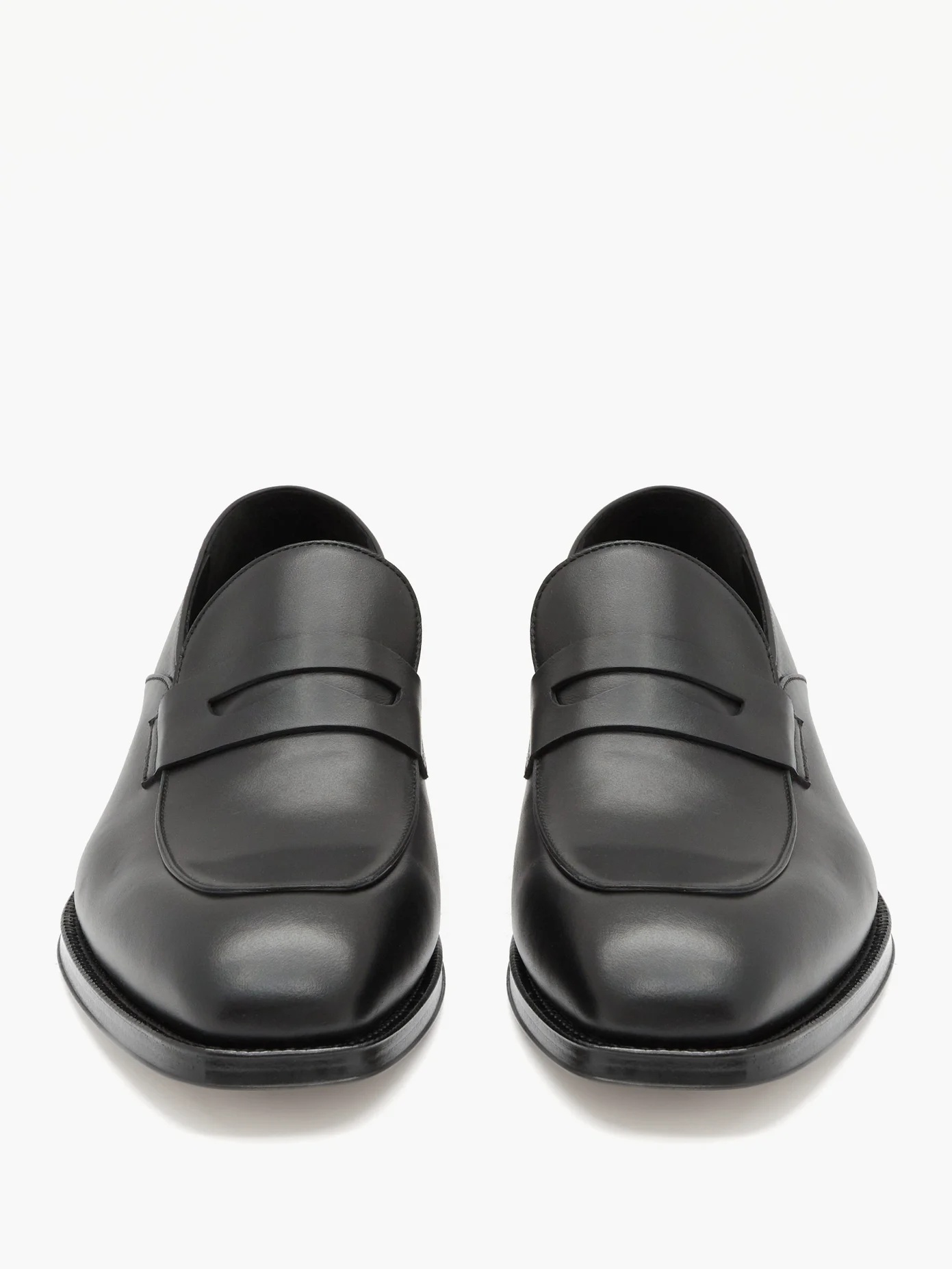 Heel-cap leather penny loafers - 5