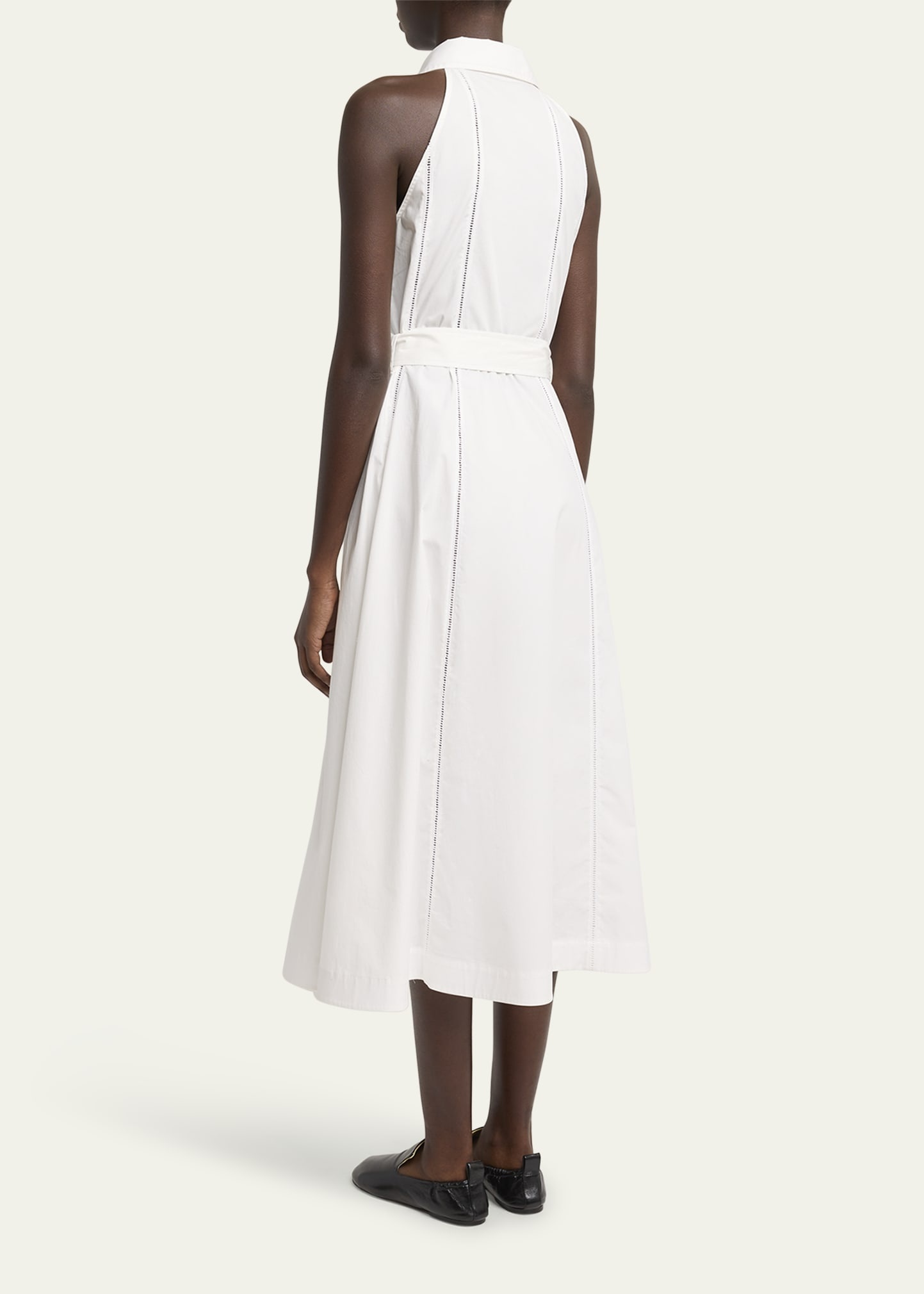 Dorothy Belted Ladder Stitch Poplin Midi Dress - 3