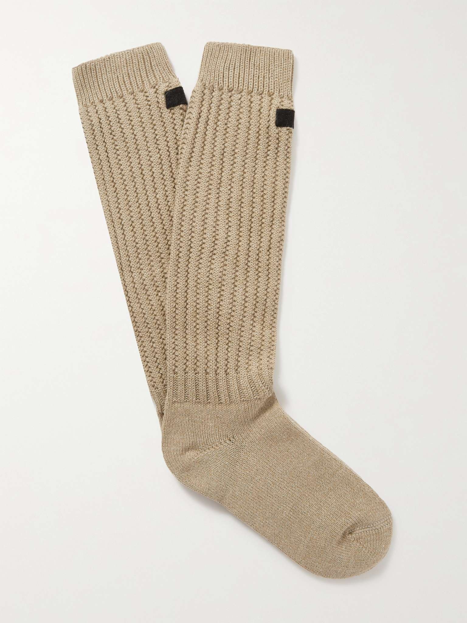 Logo-Appliquéd Ribbed Cotton-Blend Socks - 1