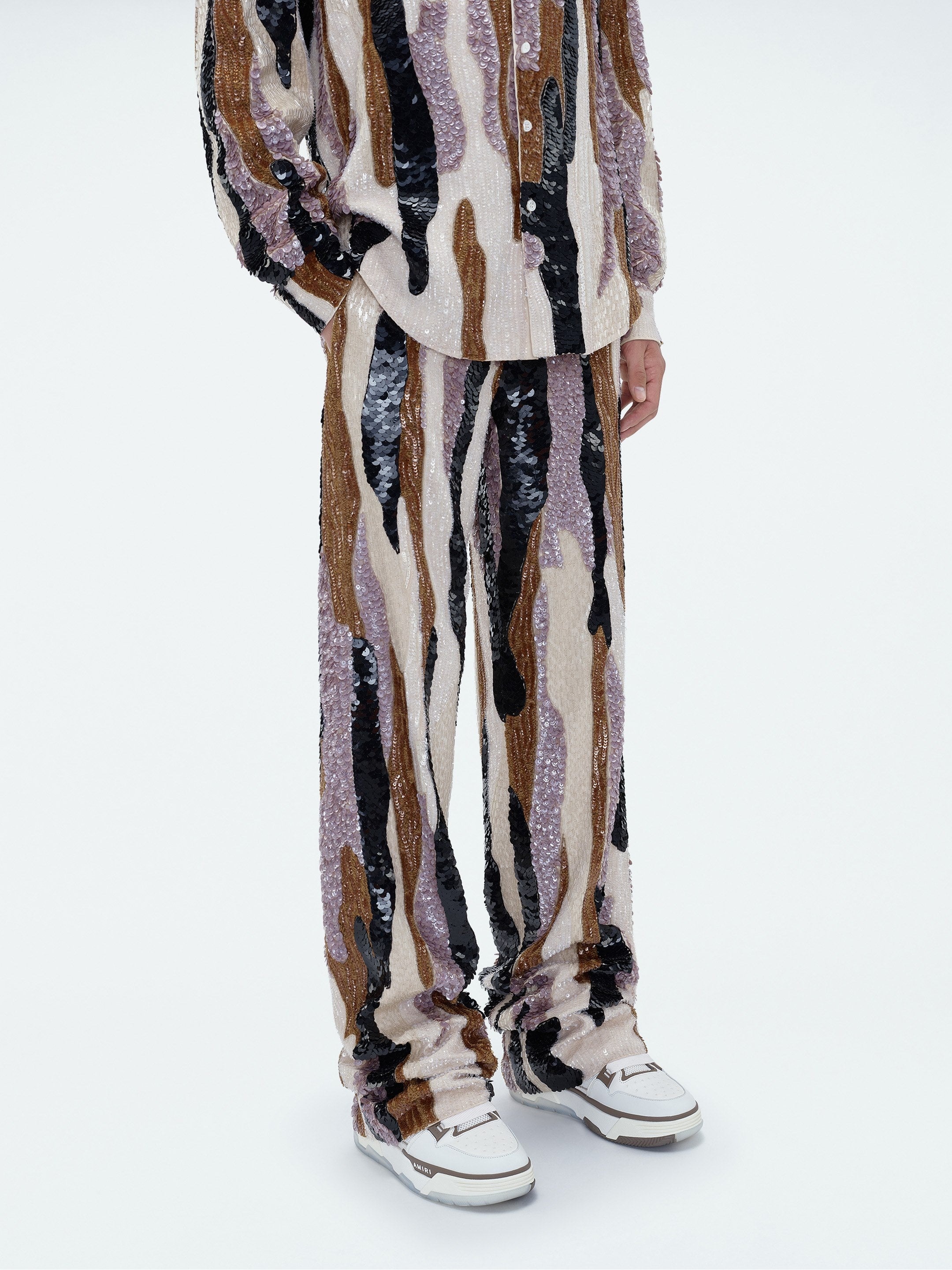MIXED MEDIA SEQUIN BAGGY PANT - 4