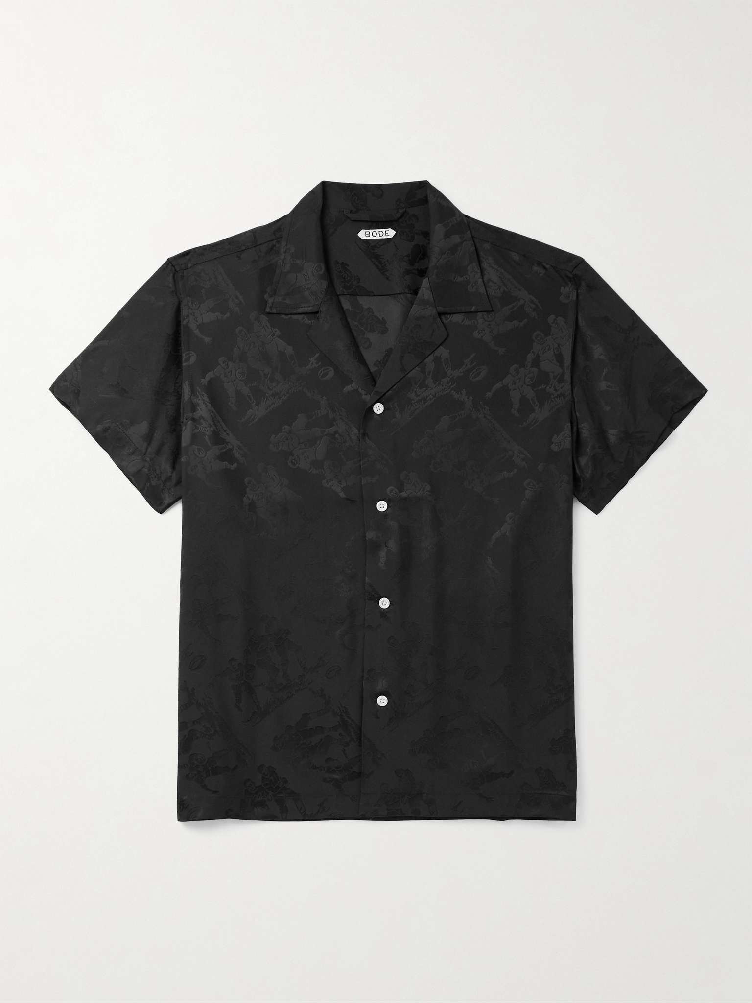 Camp-Collar Satin-Jacquard Shirt - 1