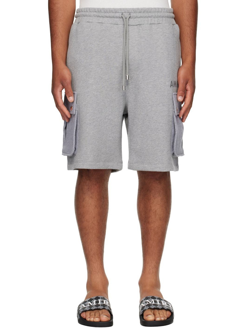 Gray Stencil Cargo Shorts 1