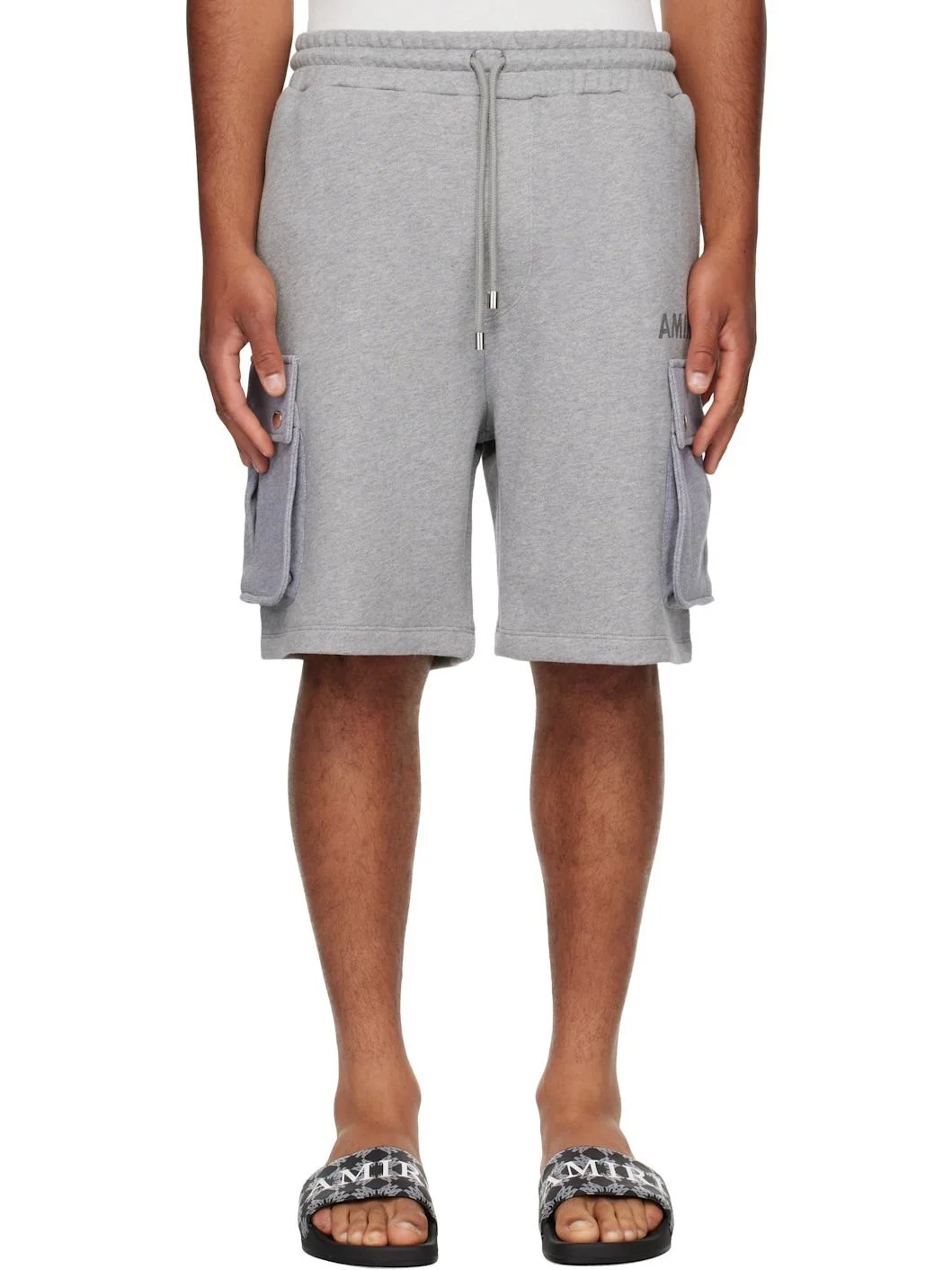 Gray Stencil Cargo Shorts - 1