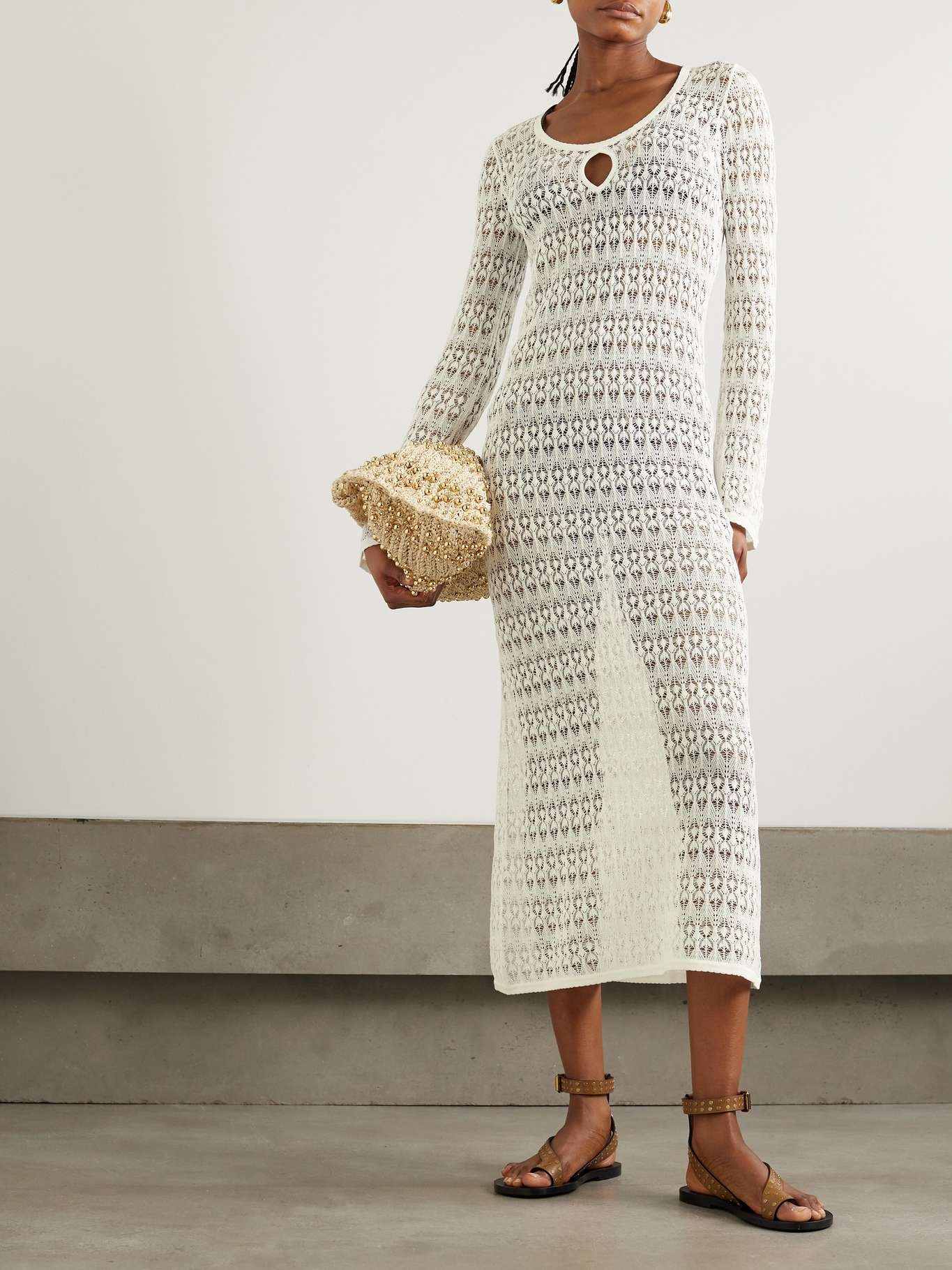 Poros pointelle-knit cotton-blend maxi dress - 2