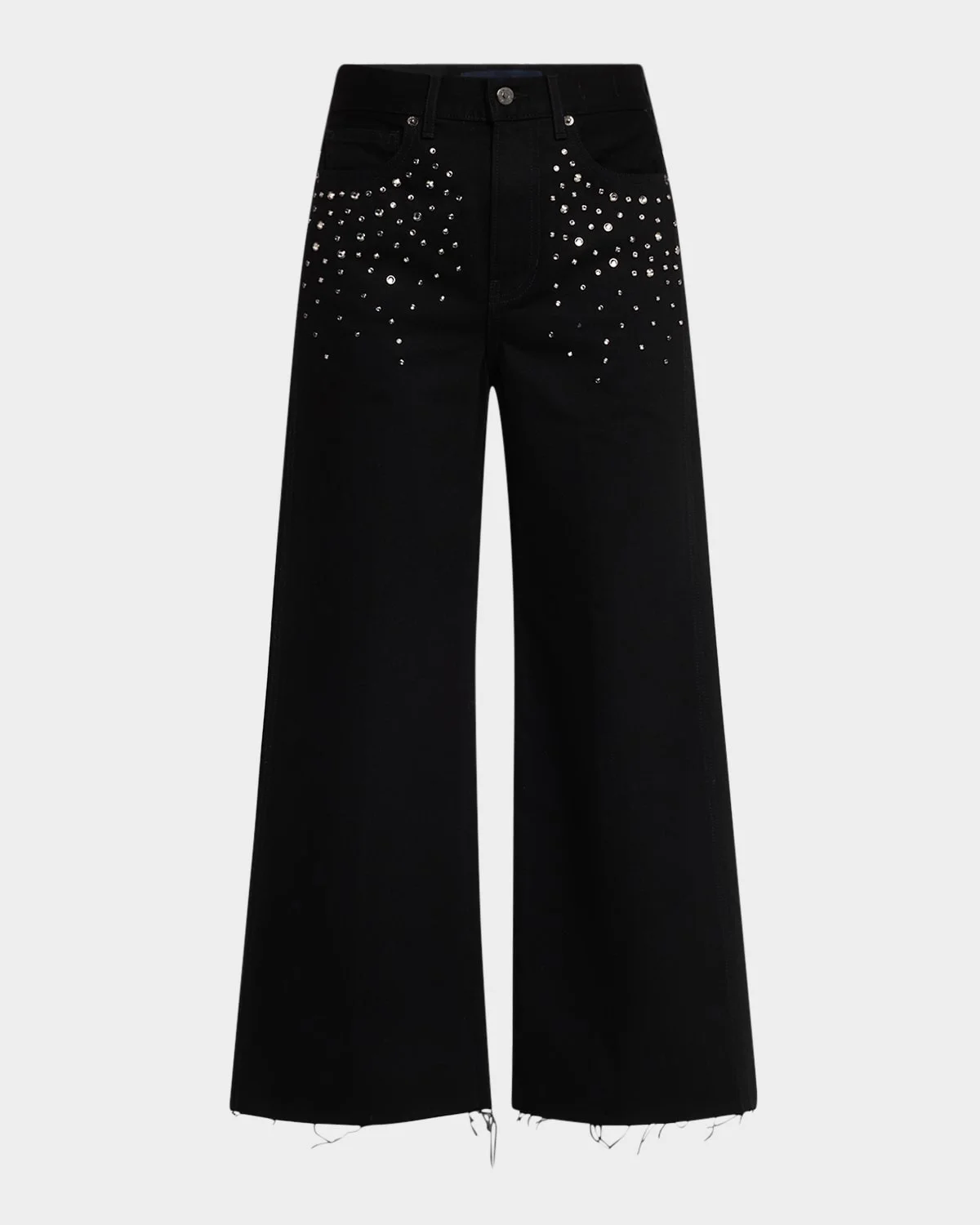 Taylor Cropped High-Rise Wide Embellished Jeans - 1