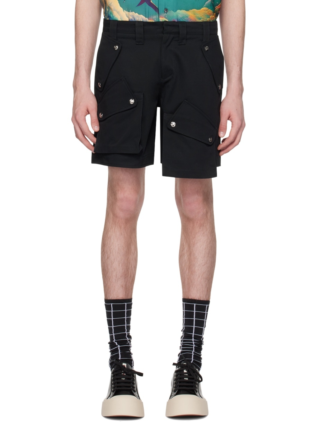 Black Cargo Shorts - 1