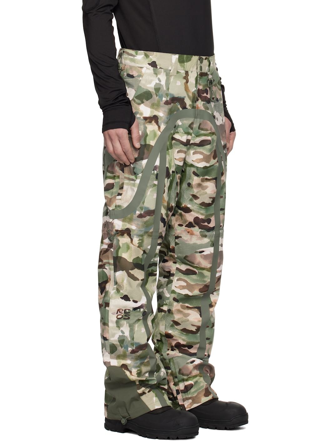 Khaki Taped Seam Nylon Shell Track Pants - 2
