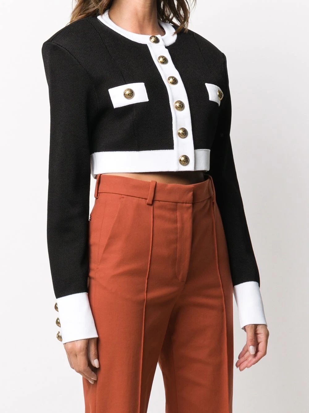 cropped two-tone jacket - 3