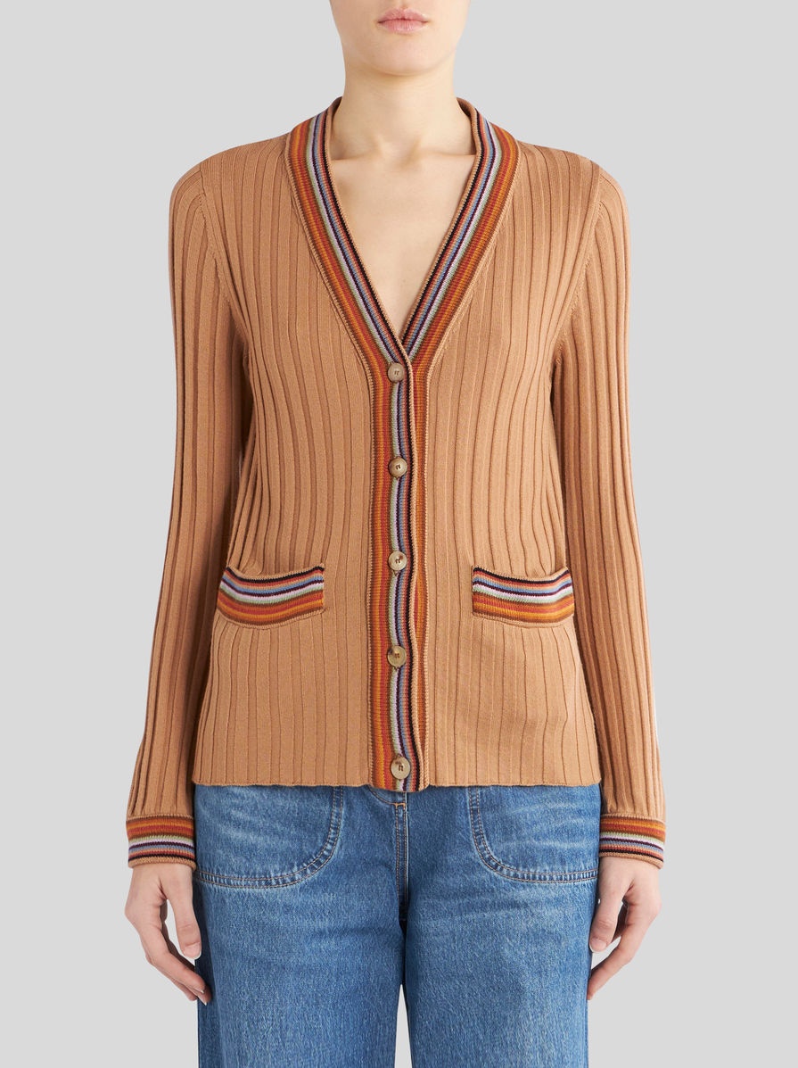 STRIPED RIBBED CARDIGAN - 2