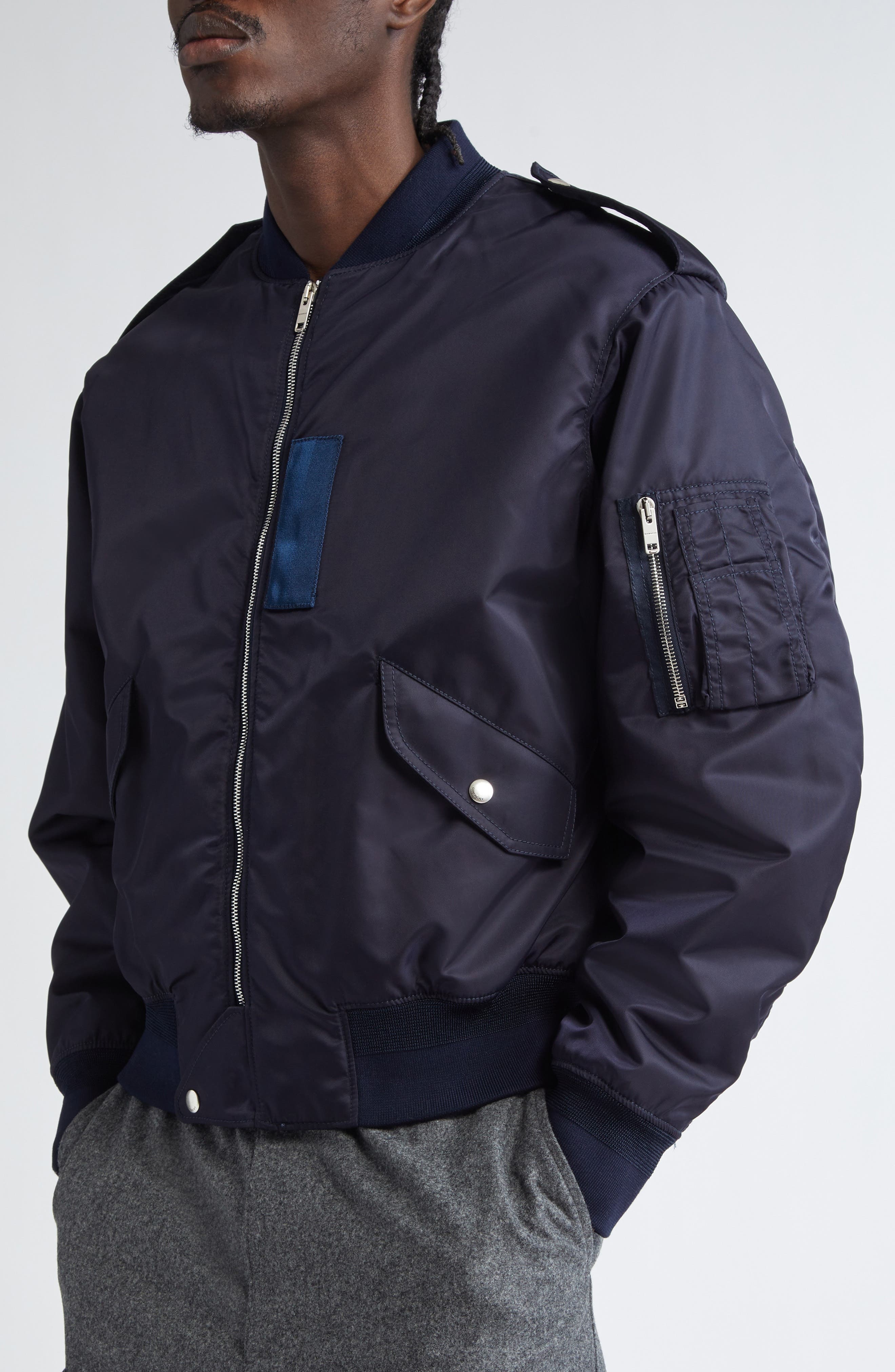 Givenchy Logo Medallion Bomber Jacket in Navy at Nordstrom - 5