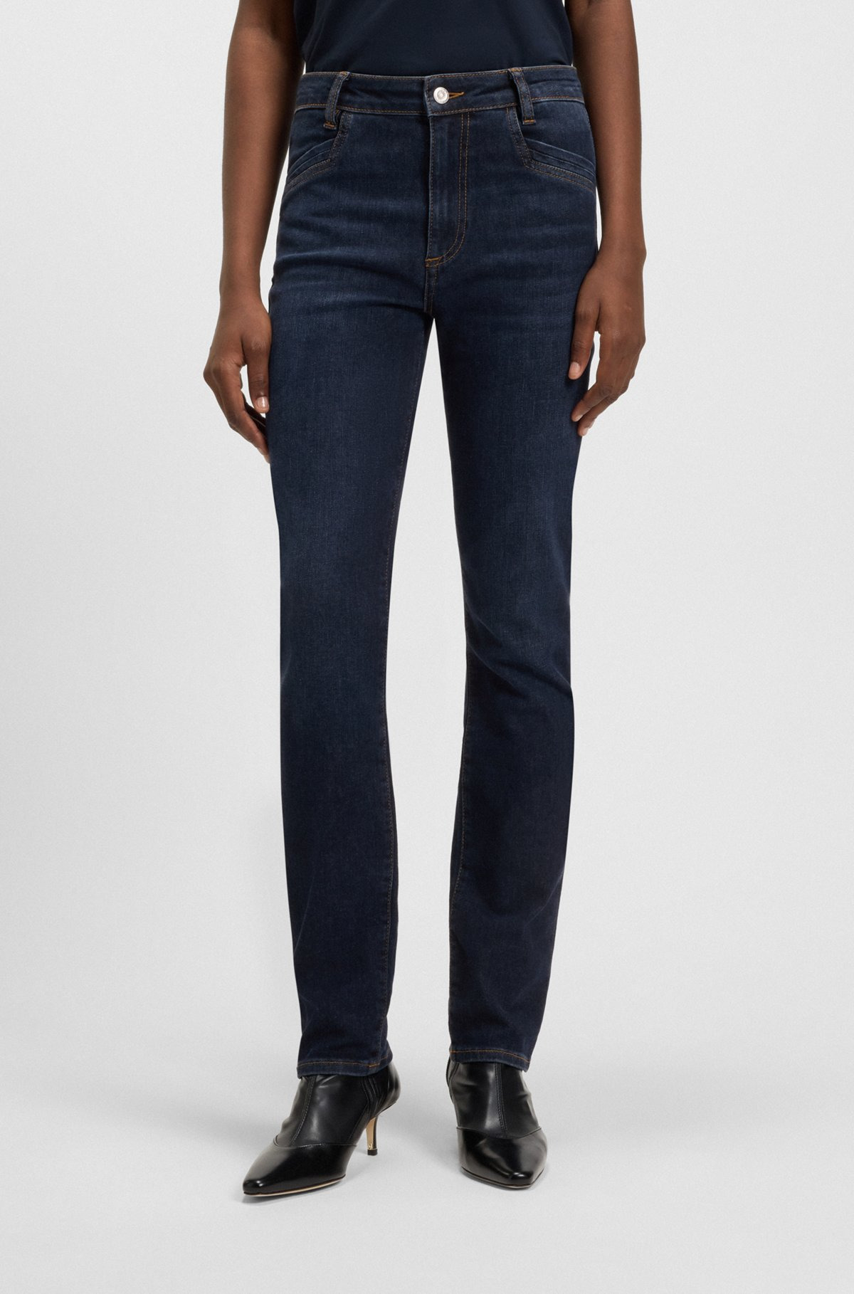 SLIM-FIT JEANS IN MID-BLUE STRETCH DENIM - 2