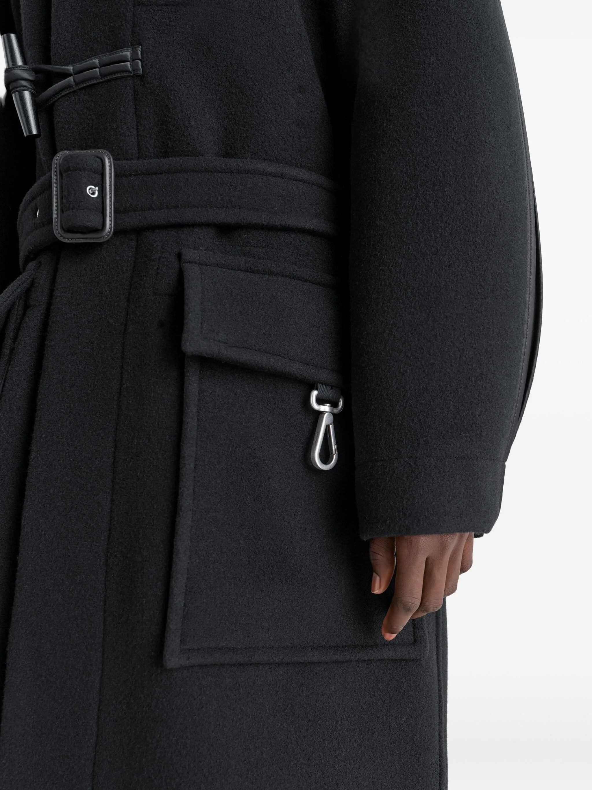 belted toggle-fastening coat - 5