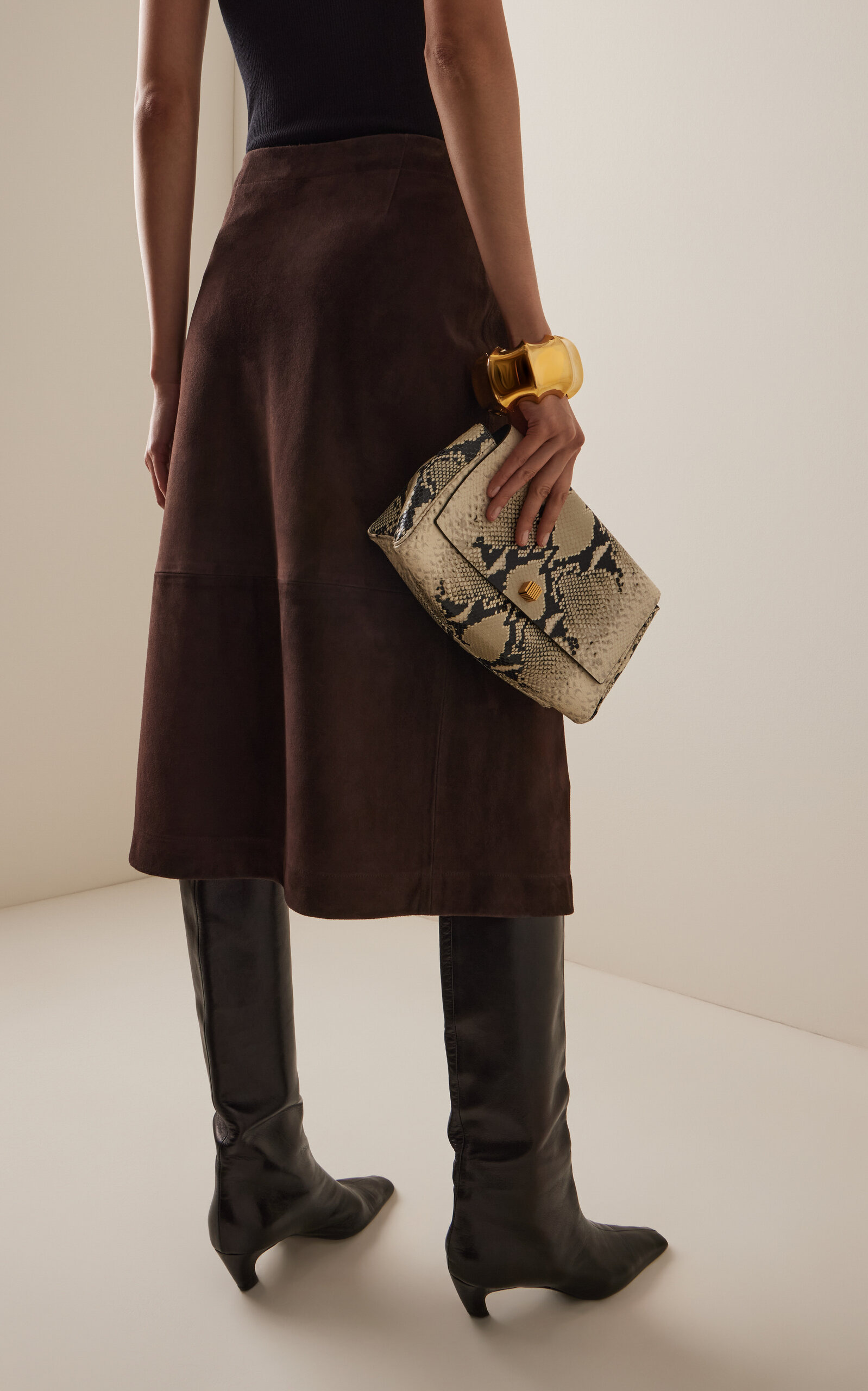 Suede Wrap Skirt brown - 4