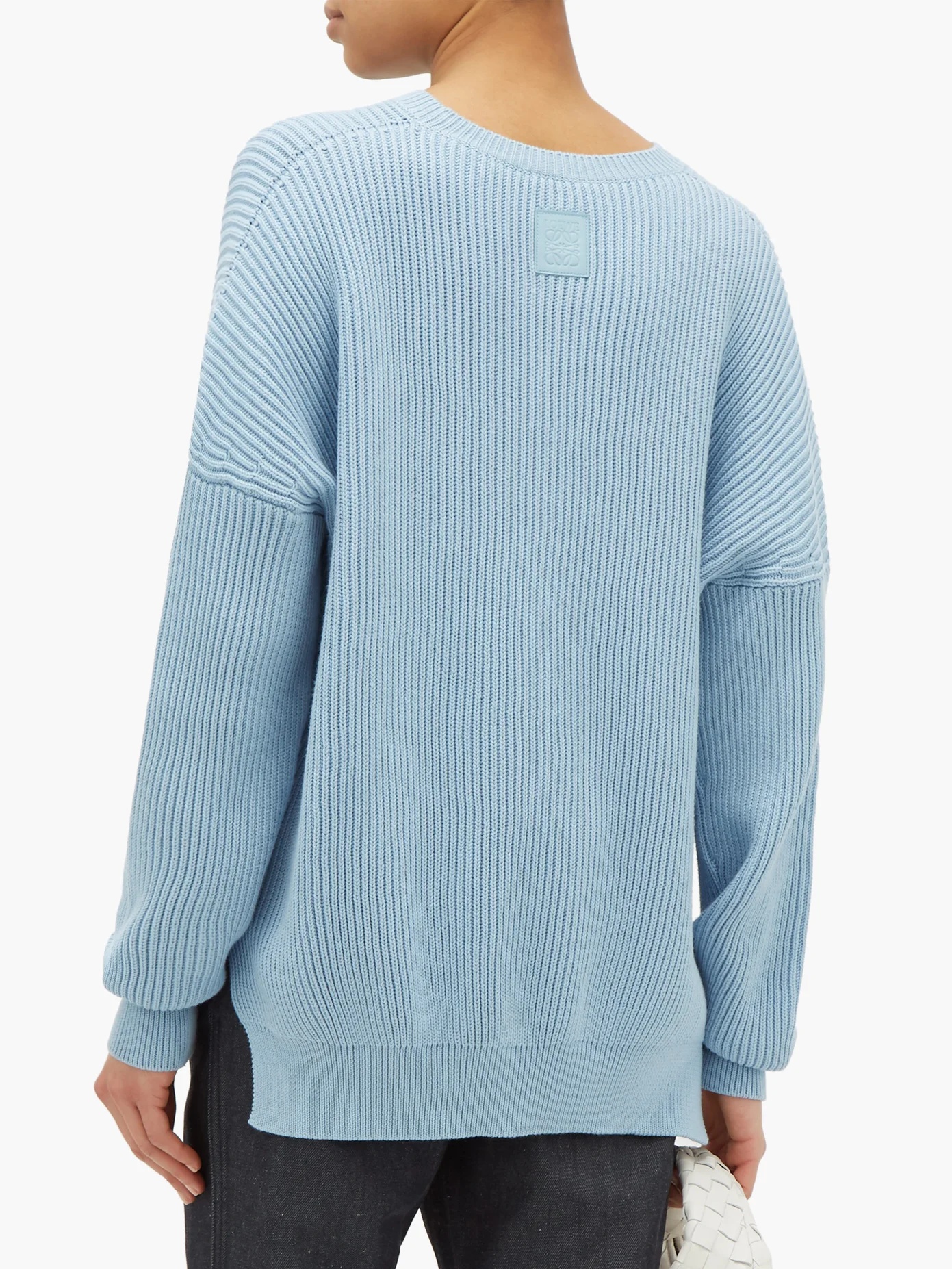 Dropped-shoulder ribbed cotton sweater - 5