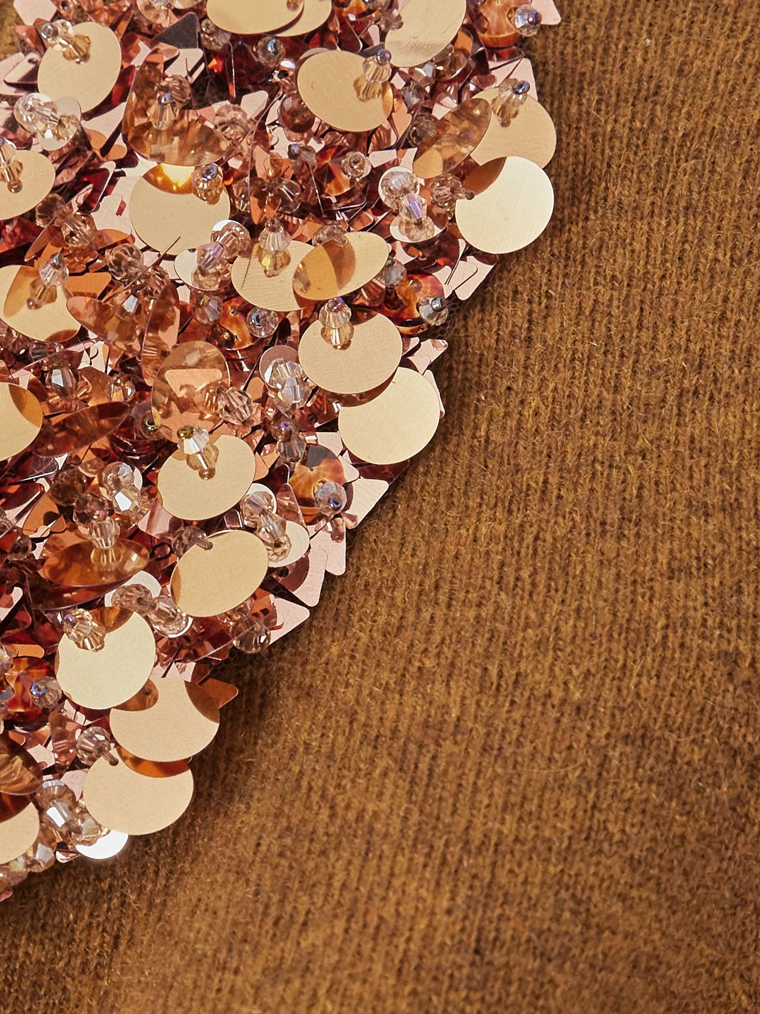 Margaux sequin-embellished cashmere cardigan Bronze - 5