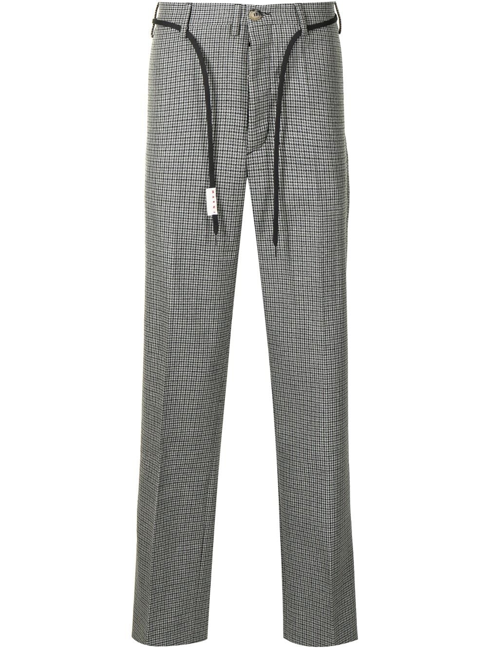 check-print straight-leg trousers - 1