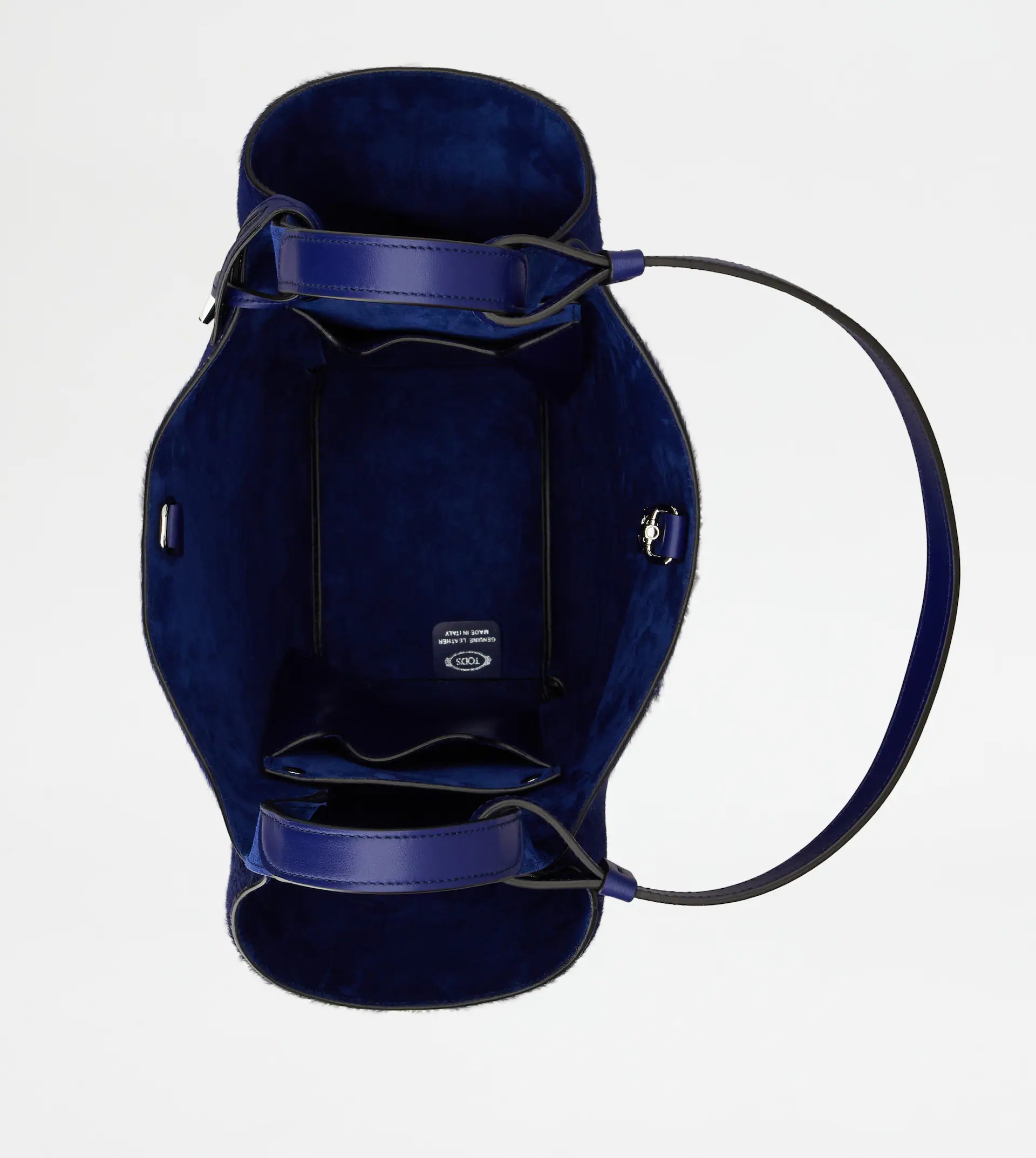 SMALL BUCKET BAG IN PONY-SKIN EFFECT LEATHER - BLUE - 3