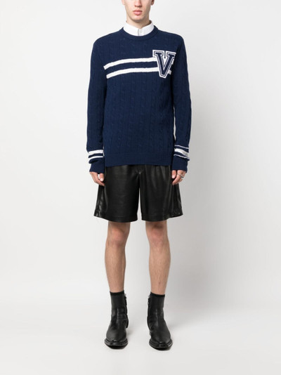 Valentino embroidered-logo striped wool jumper outlook