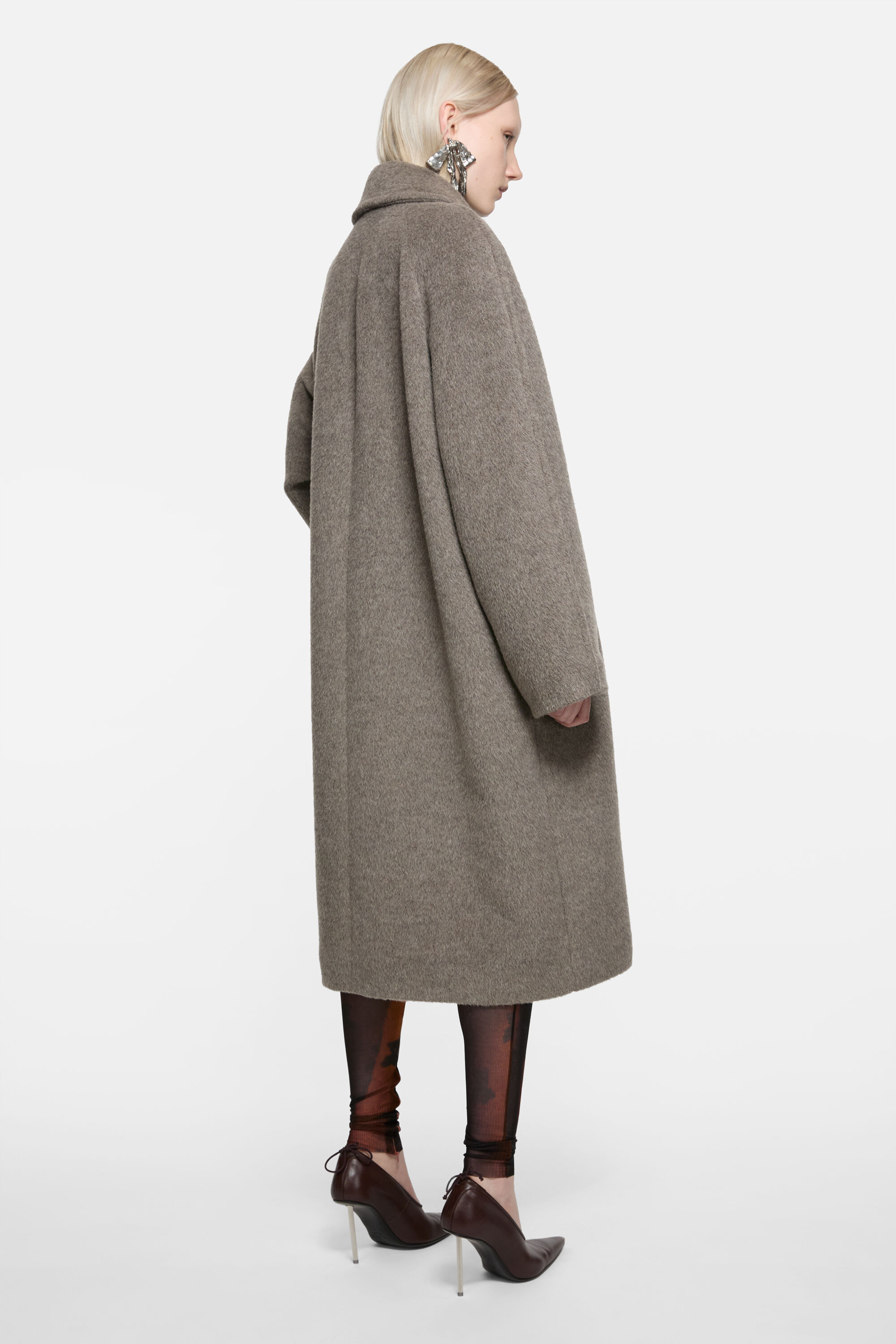 Double-breasted wool coat - Warm Grey Melange - 3