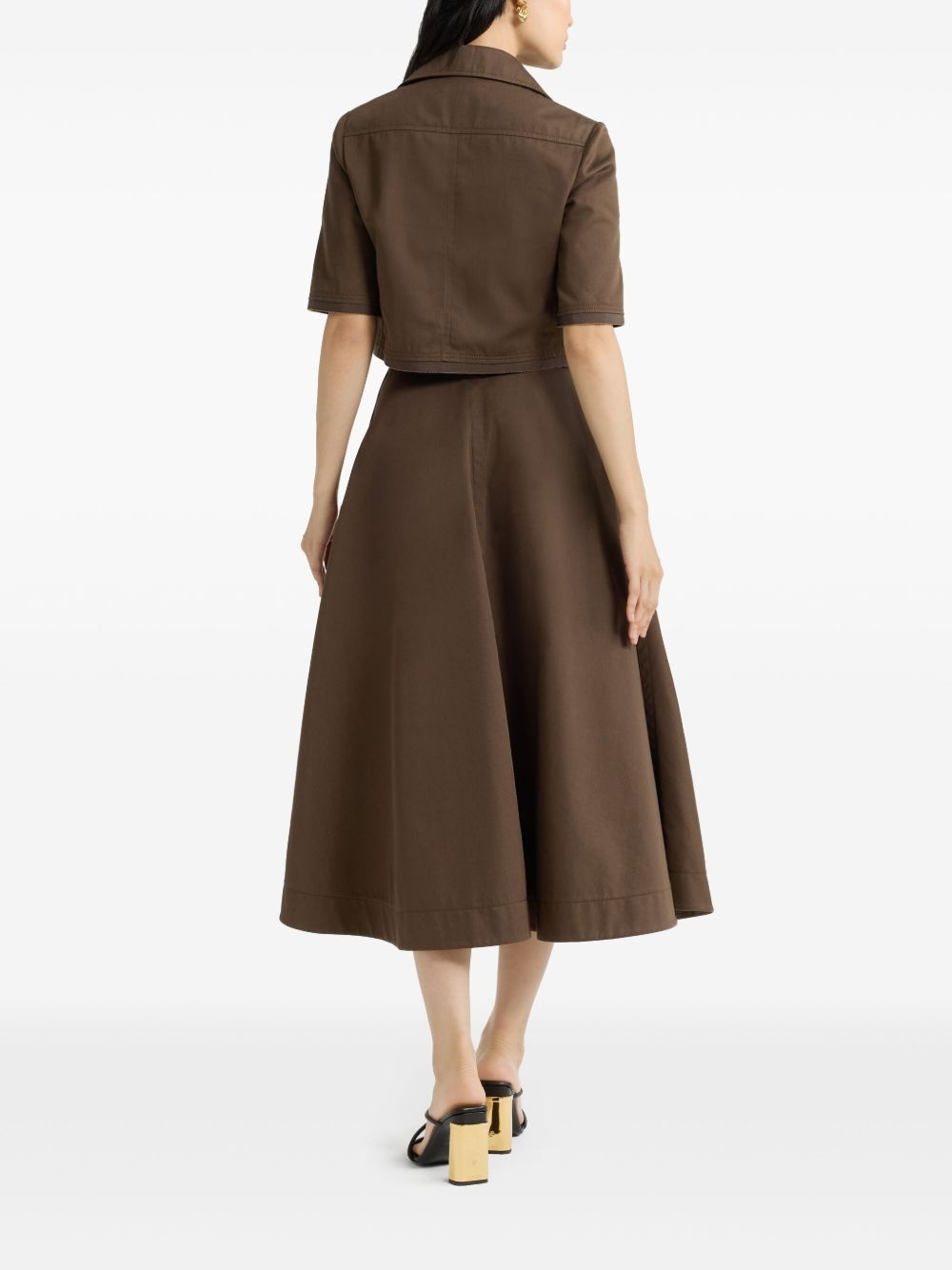 organic-cotton gabardine midi skirt - 3