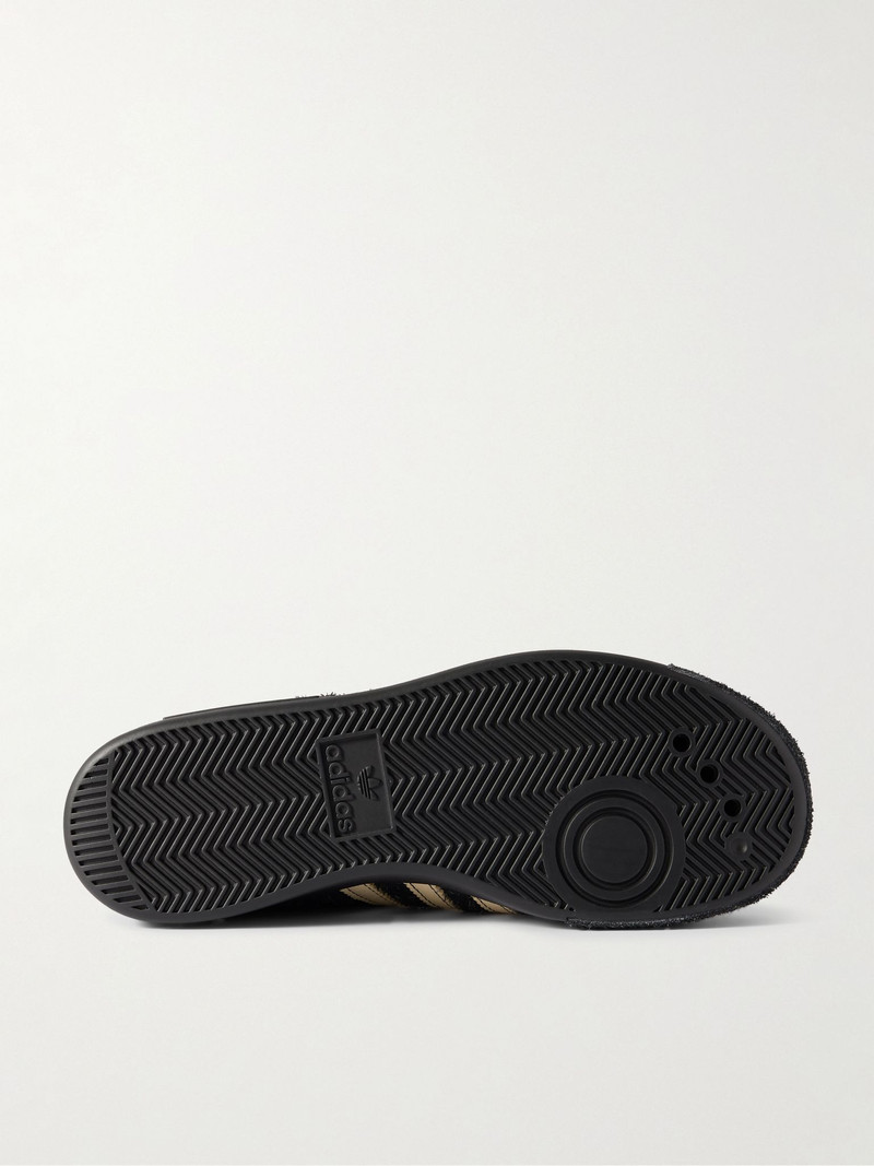 adidas Originals + Brain Dead Forest Hills Leather-Trimmed Textured-Suede Sneakers Black outlook