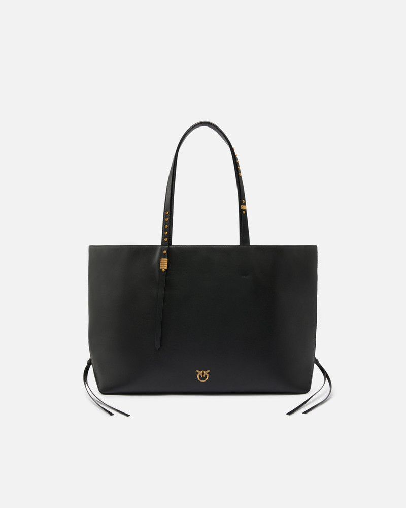MEDIUM LEATHER SHOPPER BAG WITH METAL DETAILS 1