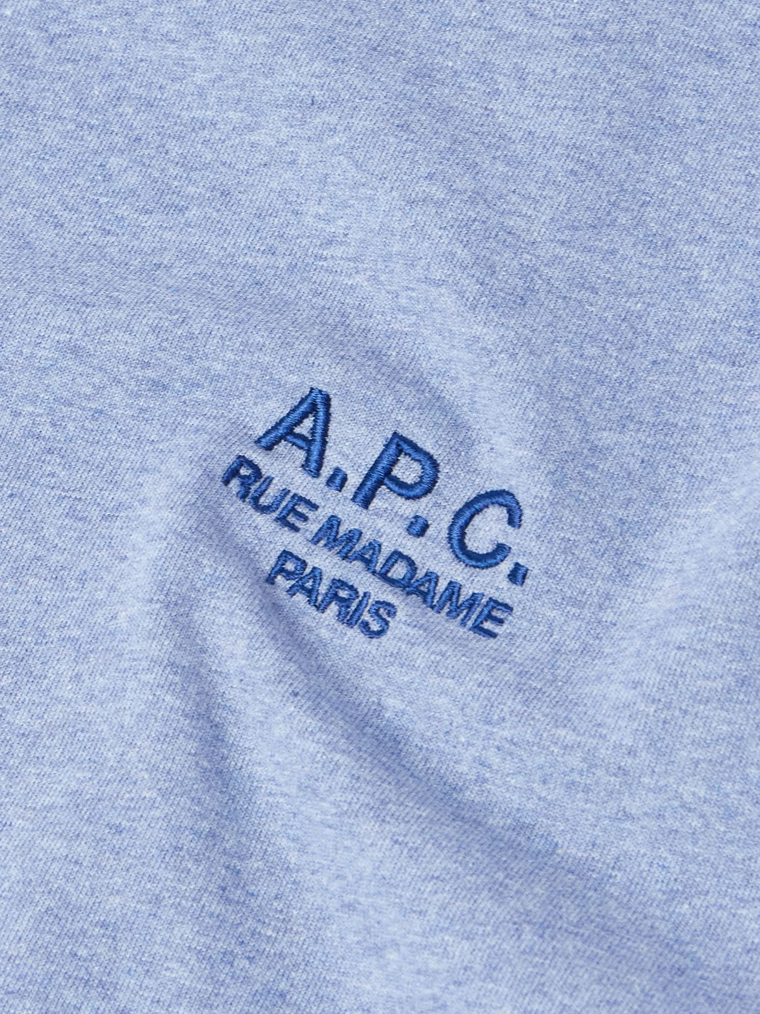 Logo-Embroidered Cotton-Jersey T-Shirt Blue - 5