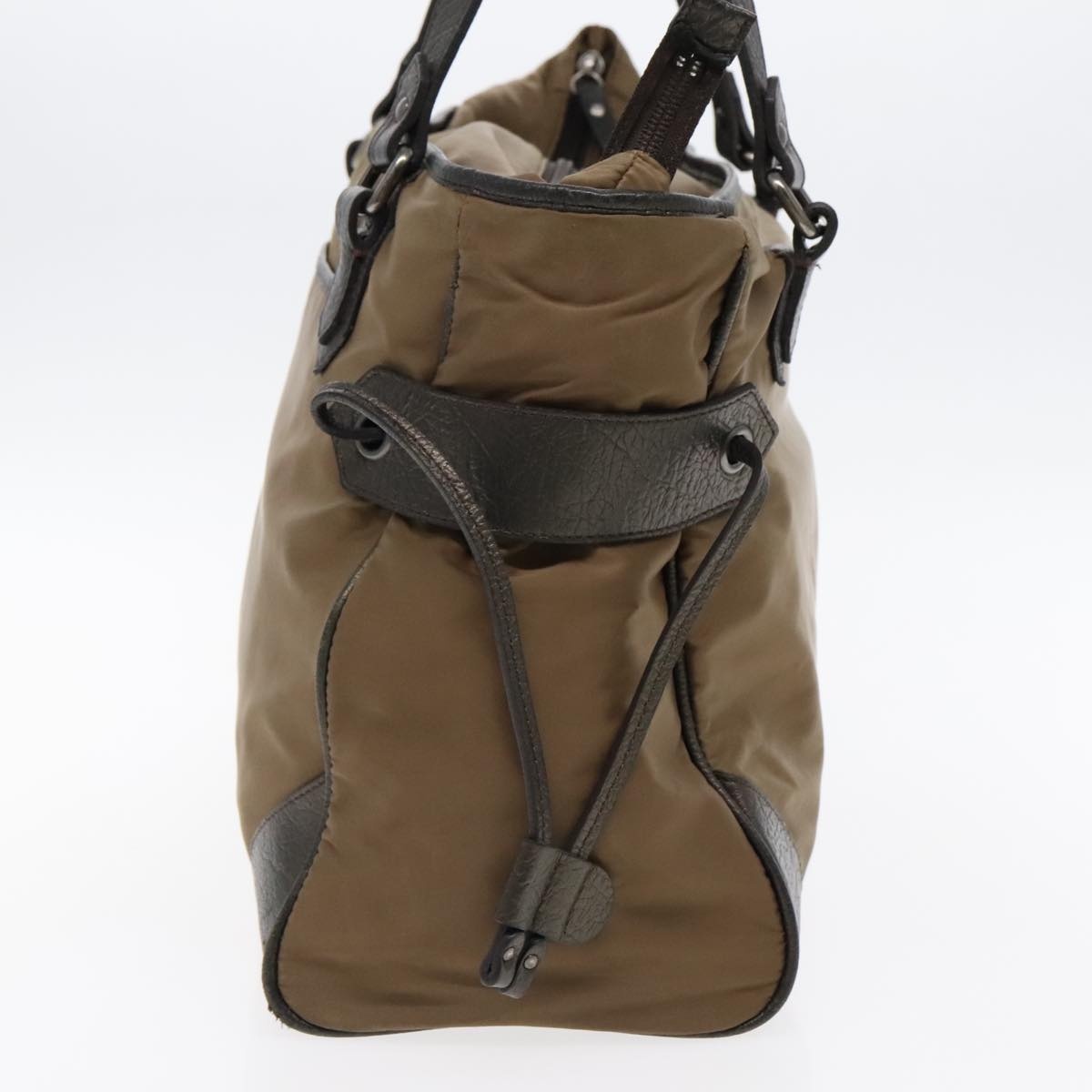 Burberry Tote Bag Nylon Leather Brown Dark Brown Silver - 4
