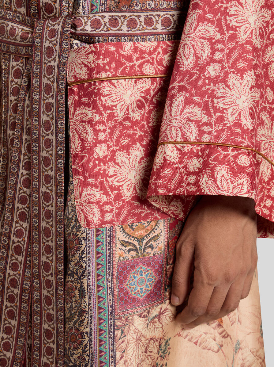 SILK ROBE WITH PLACED PRINT - 2