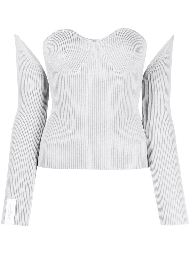 ribbed-knit bustier-style top 1