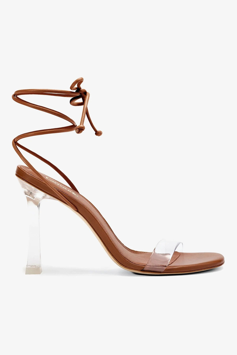 Gloria Sandal In Caramel Leather and Vinyl 1