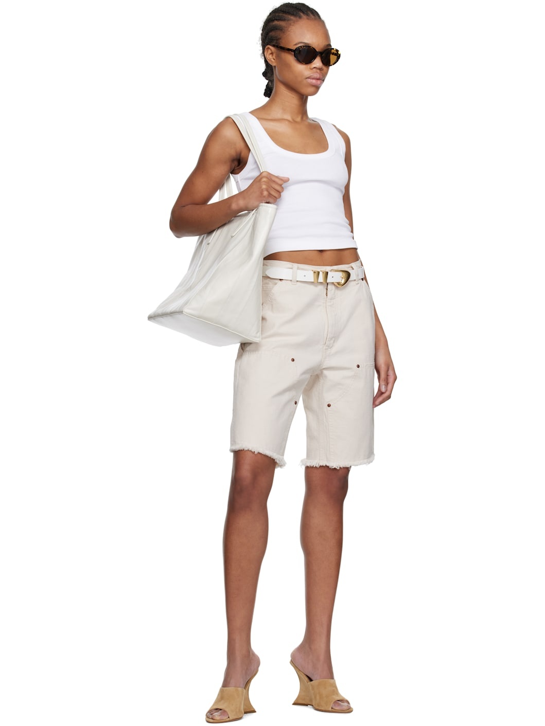 White Moore Semi Patent Leather Belt - 3