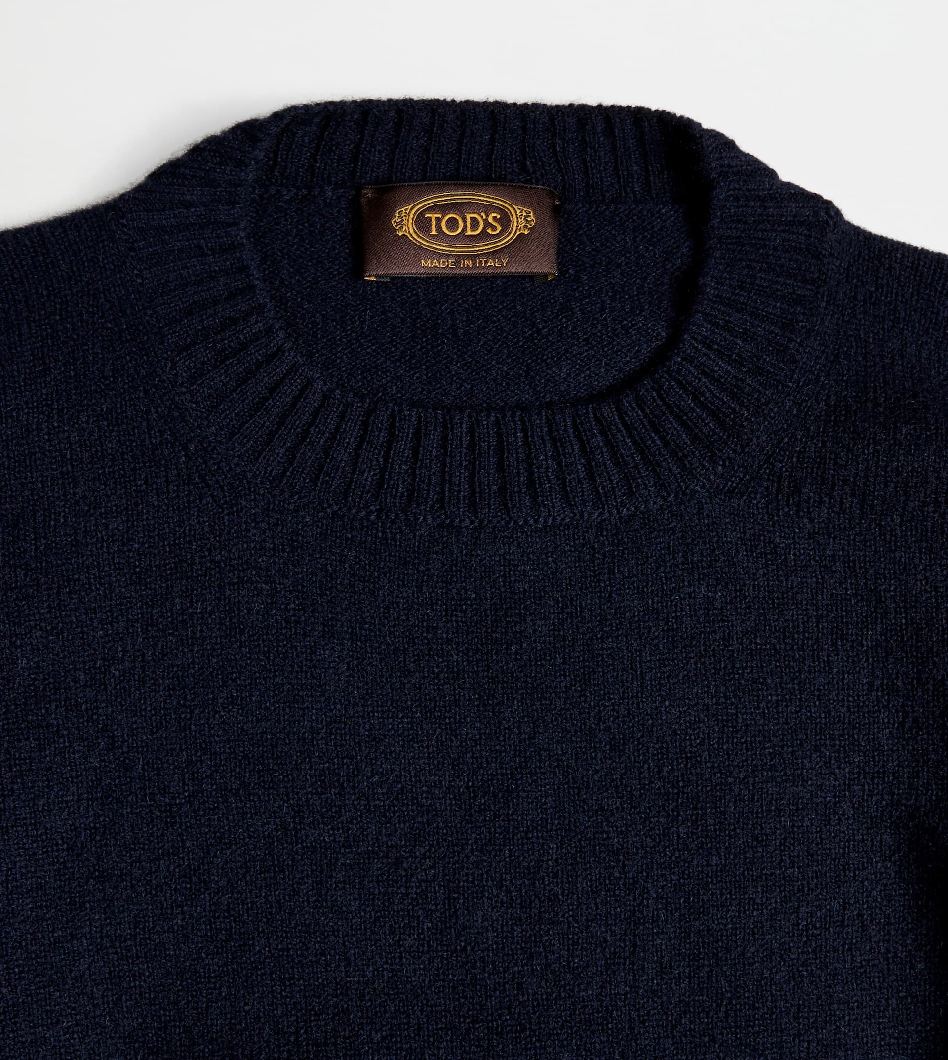 CASHMERE BLEND ROUND-NECK PULLOVER - BLUE - 3