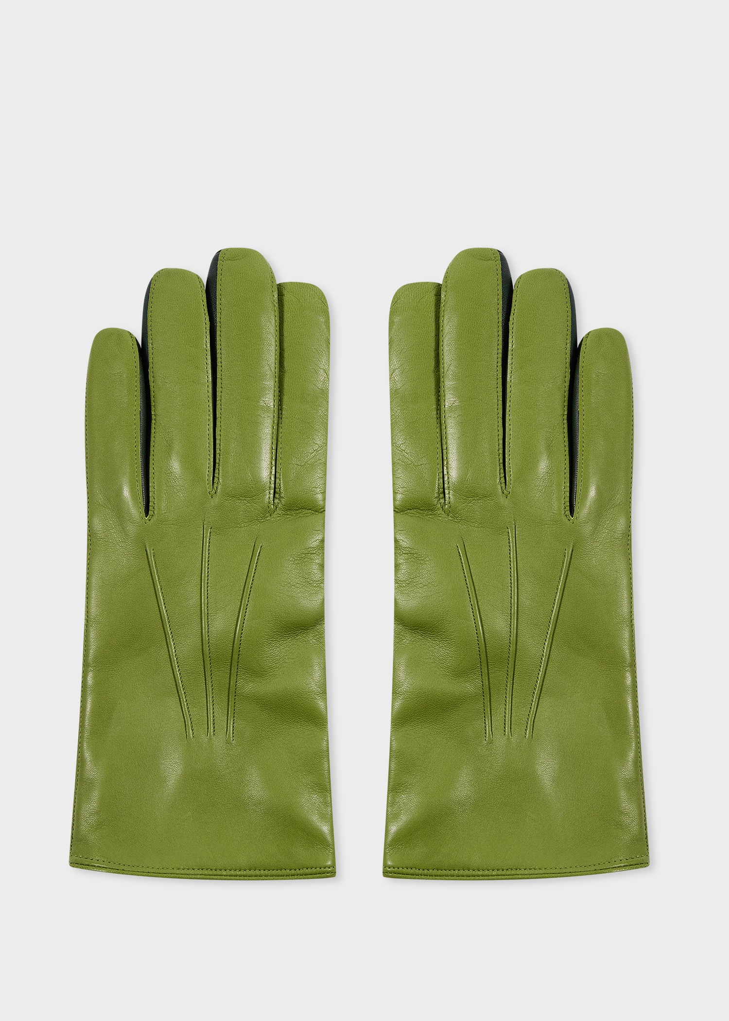 Lime Green Leather Gloves - 1