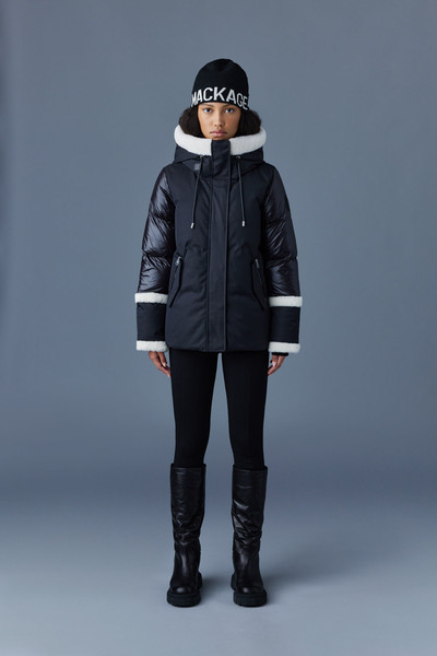 MACKAGE CYRAH Arctic Twill down jacket with shearling trim outlook
